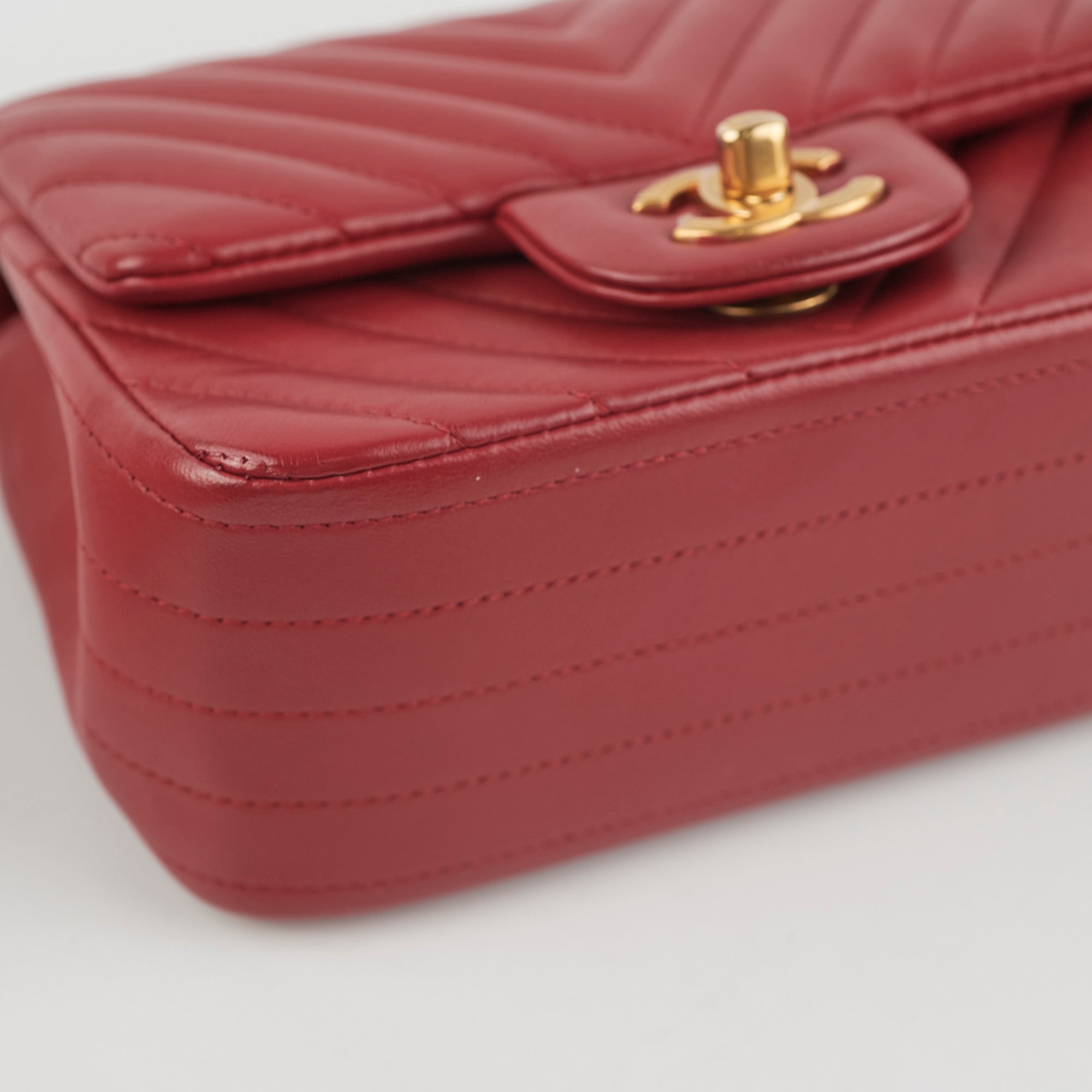 Chanel Mini Square Chevron Lambskin Red Crossbody Bag for Women | Luxury Designer Handbag | Perfect for Parties, Date Nights & Special Occasions