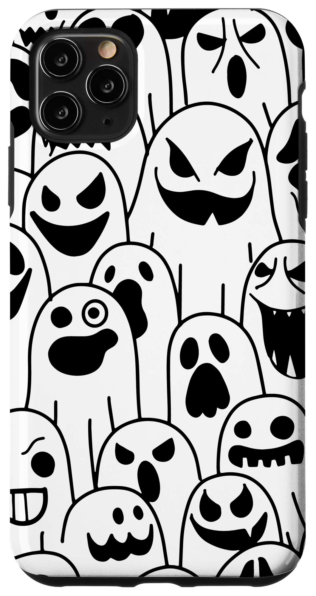 iPhone 11 Pro Max Case - Halloween Spooky Ghosts Design, White Shockproof Protective Cover for Daily Use, Parties & Trick-or-Treating