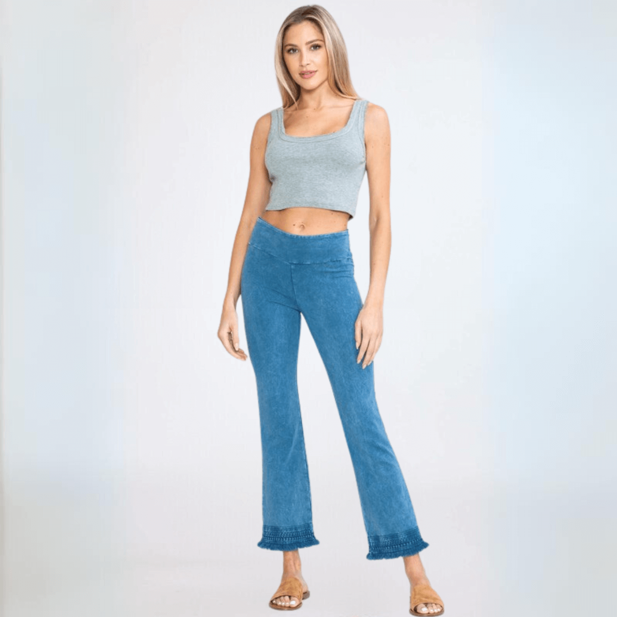Crochet & Cropped Cotton Jeggings for Women - Made in USA - Comfortable Stretch Denim Pants for Casual Wear, Summer Outfits and Boho Style Fashion
