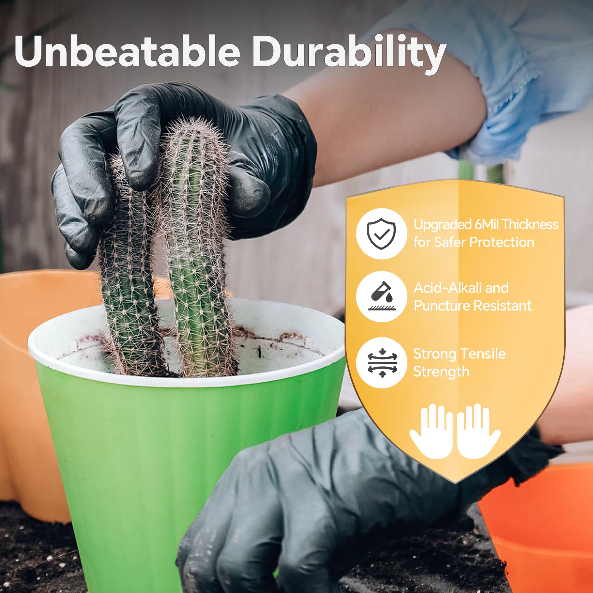 Heavy Duty 7 Mil Nitrile Disposable Gloves - Black, Latex-Free, Chemical Resistant - 1000 Pack for Cleaning, Mechanics, Food Handling & Medical Use