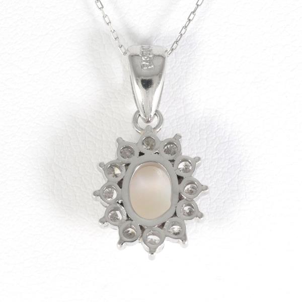 Exquisite Opal & Diamond Necklace in PT900/PT850 Platinum - 3.4g Total Weight, 40cm Chain - Perfect for Weddings, Anniversaries & Special Occasions