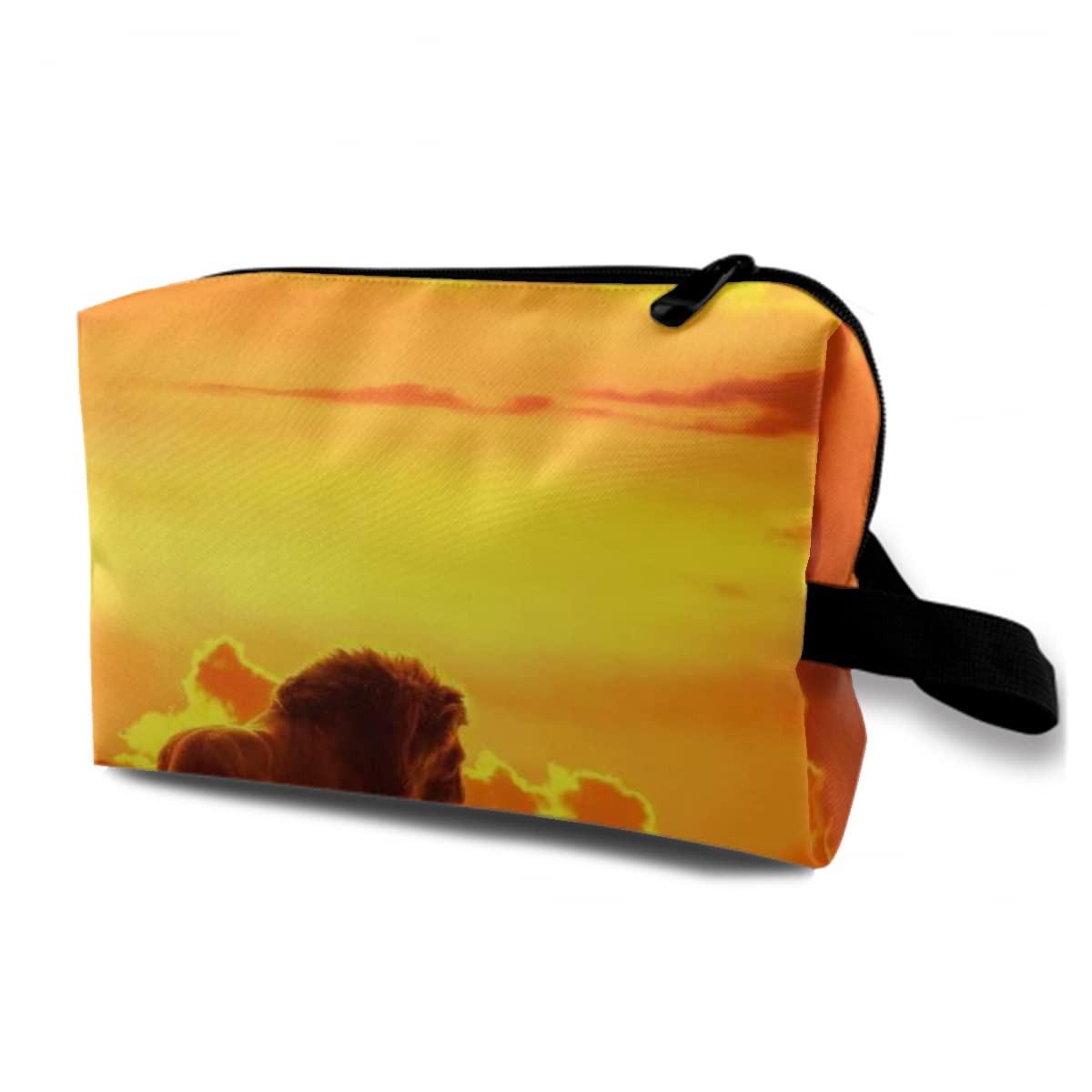 Lion King Sunset Yellow Orange Sky Cartoon Makeup Bag - Large Waterproof Travel Cosmetic Organizer for Women, Reusable Toiletry Bag for Travel, Gym, Camping & Outdoor Adventures