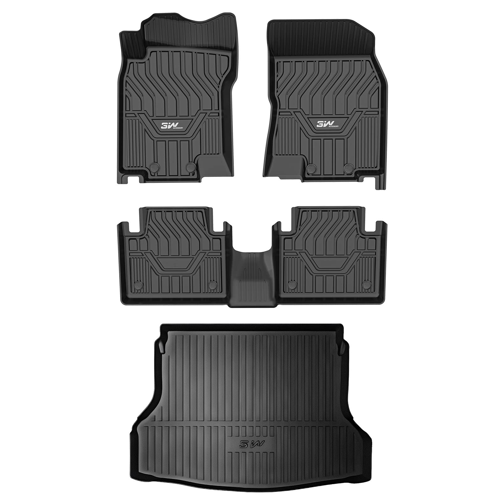 Premium 3W All-Weather TPE Floor Mats & Cargo Liner for Nissan Rogue 2014-2020 - Custom Fit Car Floor Mats with Trunk Protector (Exclusive for Nissan Rogue, Not for Rogue Sport) | Perfect for Winter Snow, Mud, and Spills Protection