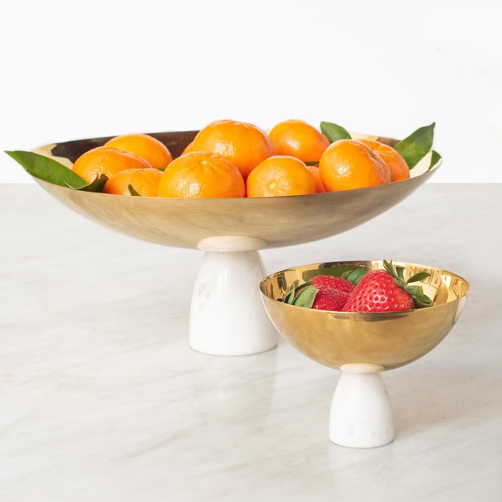 Anna New York Coluna Fruit & Chocolate Bowl - Carrara Gold Marble Design | Elegant Serving Bowl for Desserts, Snacks, and Party Entertaining