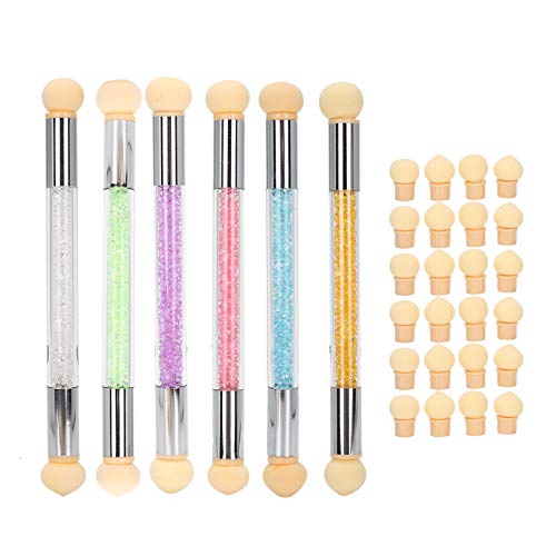 6Pcs Nail Art Brushes Set - Sponge Nail Brushes, Nail Liner Brush & Gradient Sponge Pens for Professional Nail Design | Perfect for Salon, Home Manicure & DIY Nail Art
