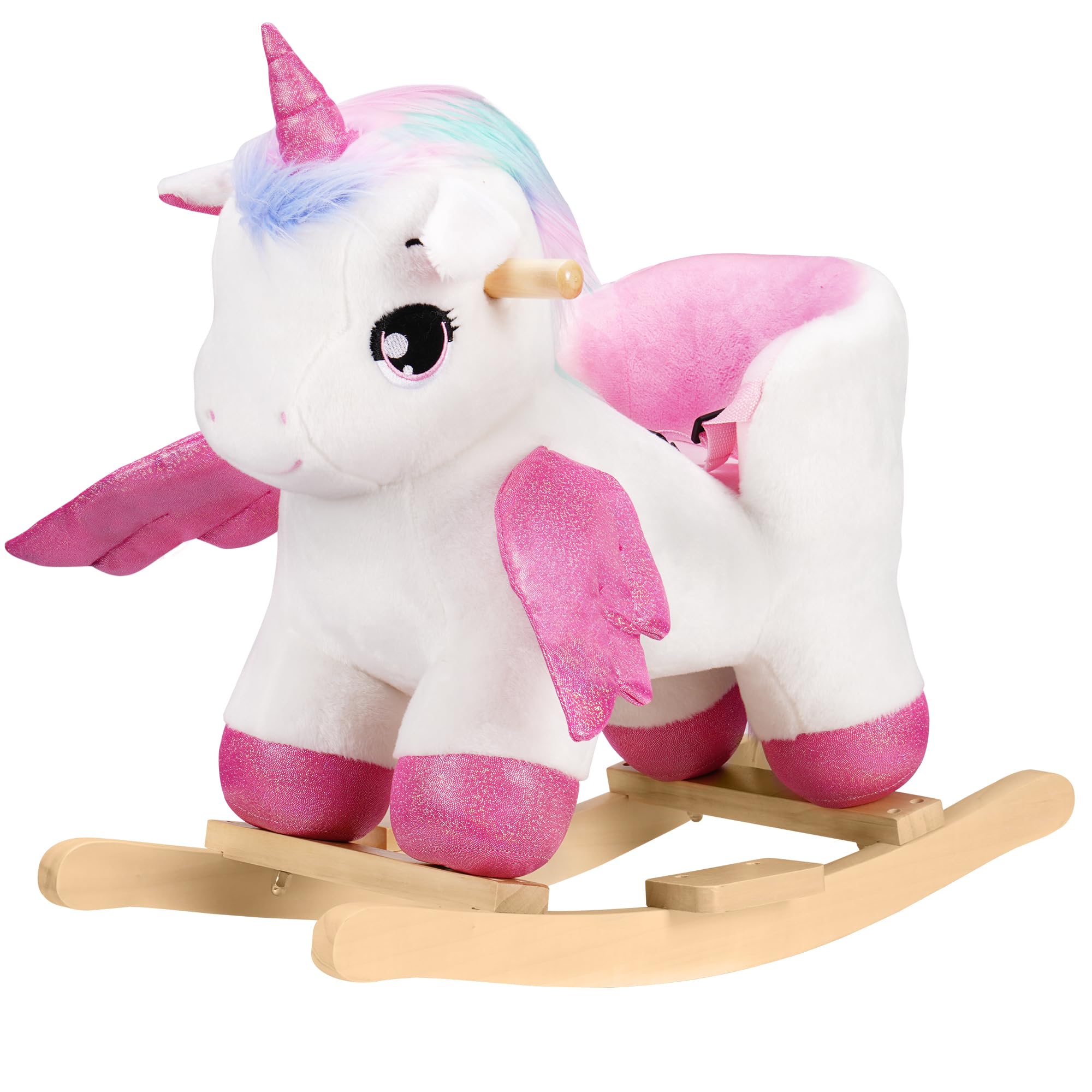 Unicorn Rocking Horse for Toddlers - Pink Fairy Wooden Rocking Horse with Safety Belt for Babies 6 Months to 3 Years | Perfect Nursery Decor & Birthday Gift for Girls