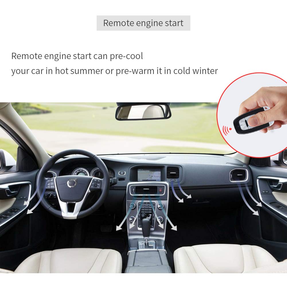 EASYGUARD EC010-MS PKE Car Security System - 12V Passive Keyless Entry, Push Button Start, Remote Starter with Microwave Sensor & Shock Alarm | Anti-Theft Protection for Vehicles, Parking Safety