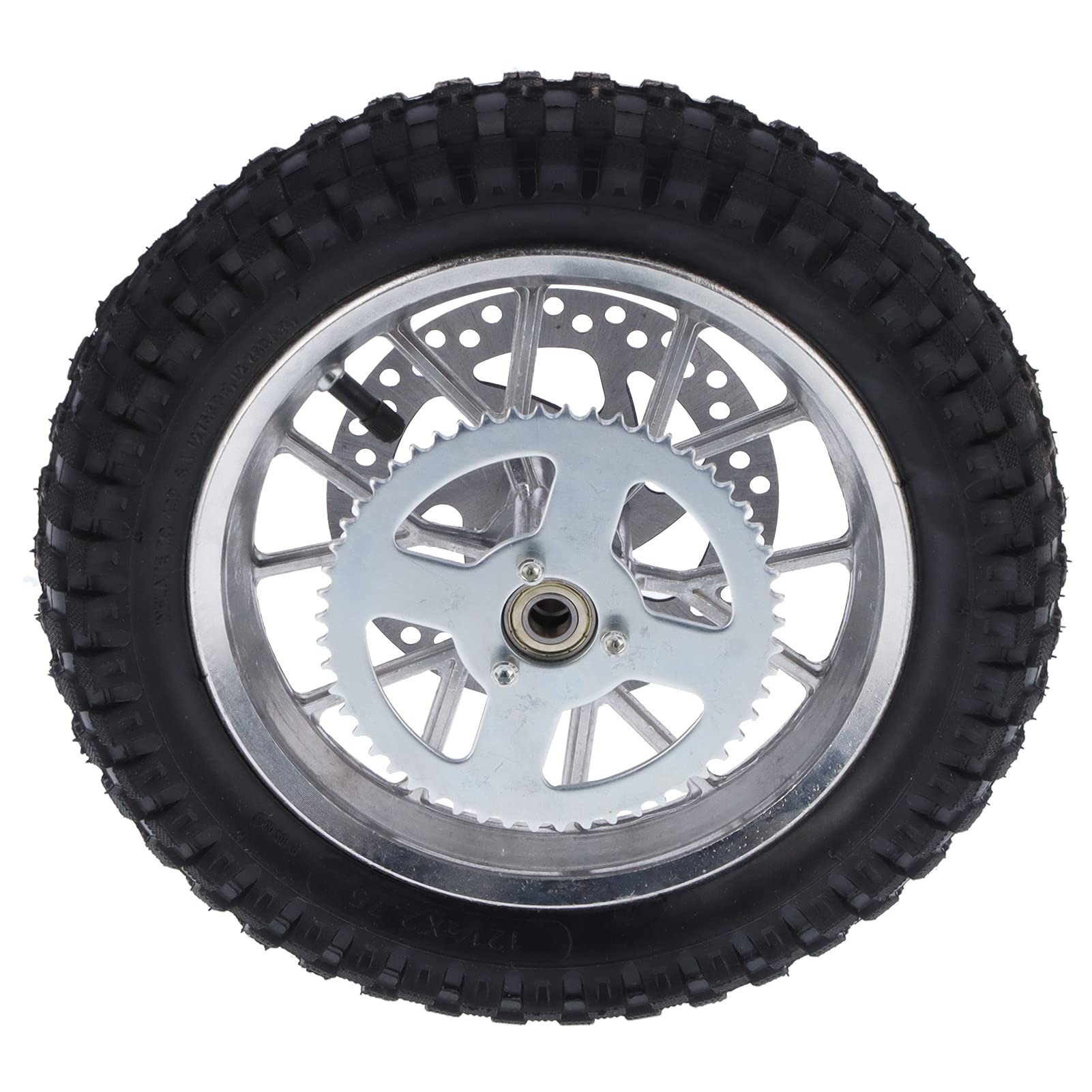 3.00-12 Dirt Bike Tire and Rim Set - 12.5x2.75 Inch Mini Bike Rear Wheel with Anti-Skid Rubber Tire & Steel Alloy Rim for 2 Stroke Dirt Bikes - Perfect for Off-Road Trails, Motocross Racing and Backyard Riding