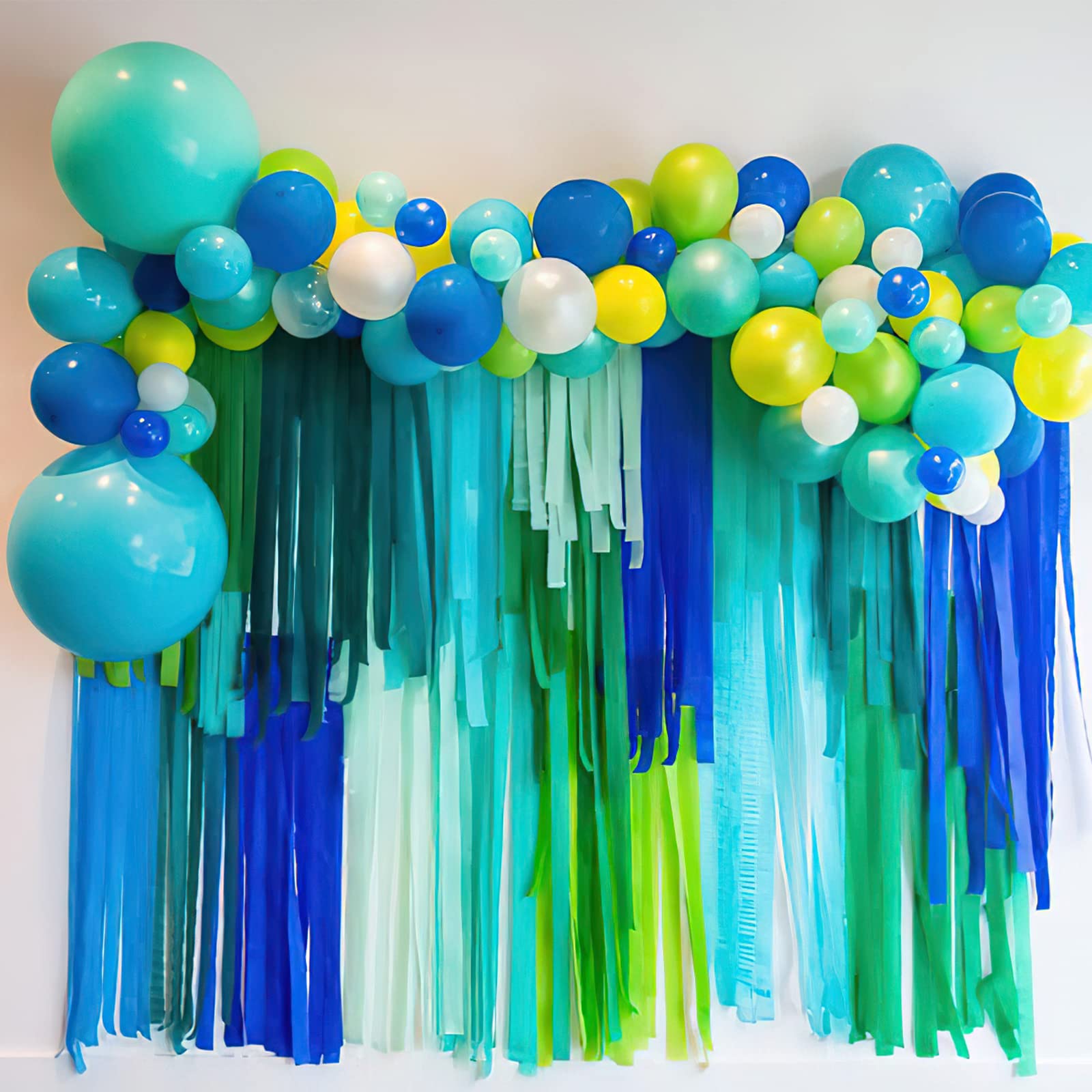 PartyWoo Crepe Paper Streamers - 6 Rolls (492ft) Lime Green, Dark Green, Mint Green & Gold - 1.8