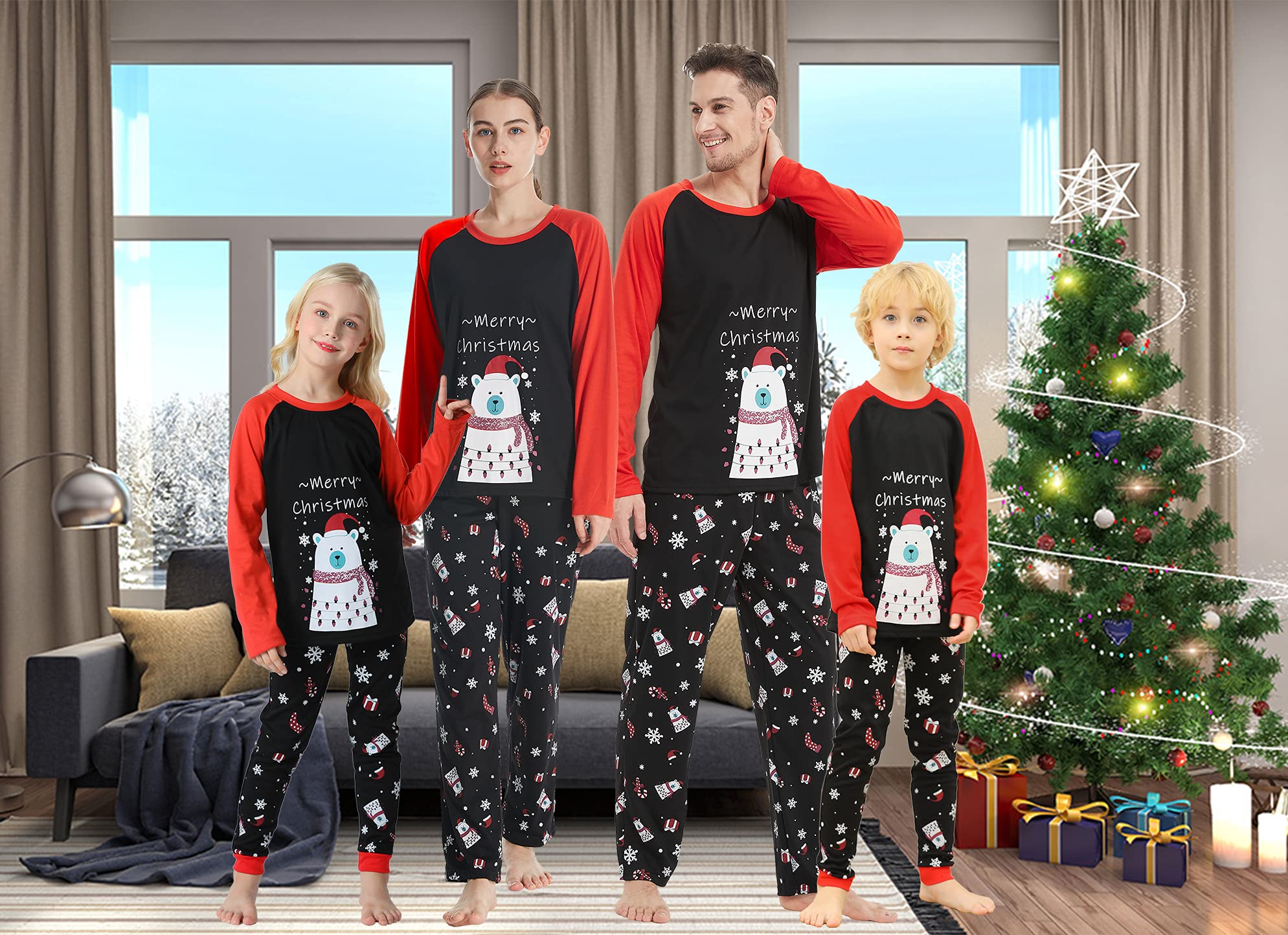 Cute Polar Bear Family Matching Pajama Sets - Christmas Sleepwear for Cozy Nights
