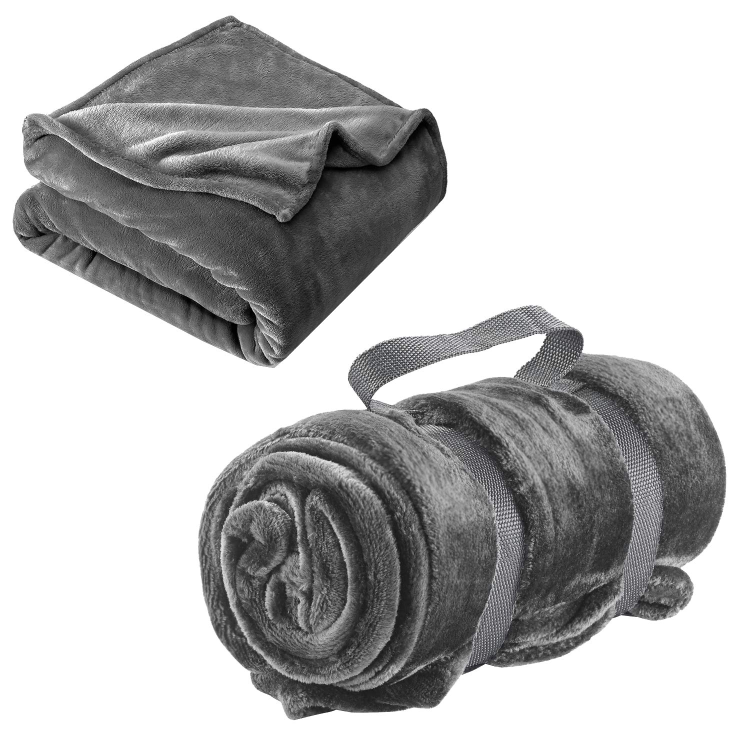 Lewis N. Clark Super Soft Plush Travel Blanket - Lightweight & Portable for Airplanes, Camping, Office & Baby Use - Includes Carry Straps - Gray One Size - Perfect for Travel, Home & Outdoor Adventures