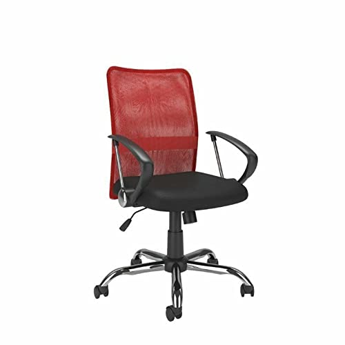 Ergonomic Office Chair with Contoured Red Mesh Back - Adjustable Height Swivel Desk Chair for Home & Gaming - Perfect for Workstations, Home Offices, and Gaming Setups