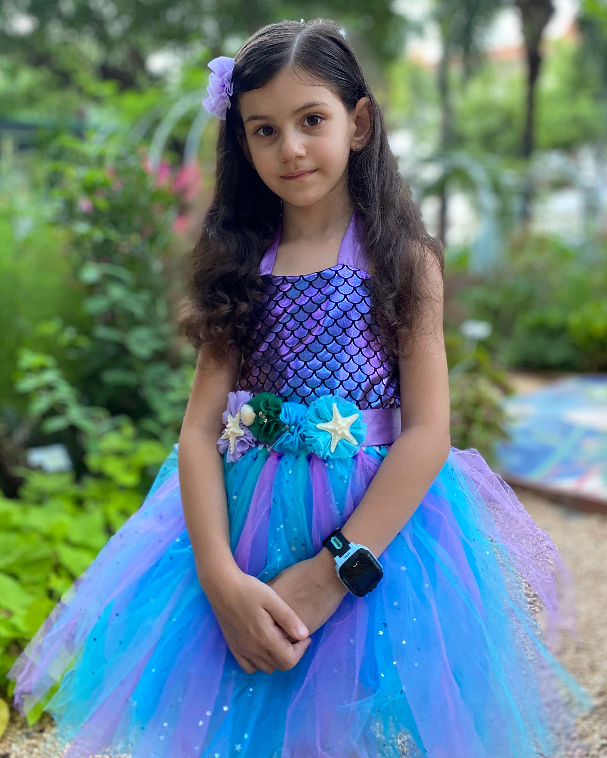 **LED Light Up Mermaid Costume for Girls - Glowing Mermaid Dress for Birthday, Halloween & Dress Up - Perfect for Parties, Themed Events & Underwater Adventures**