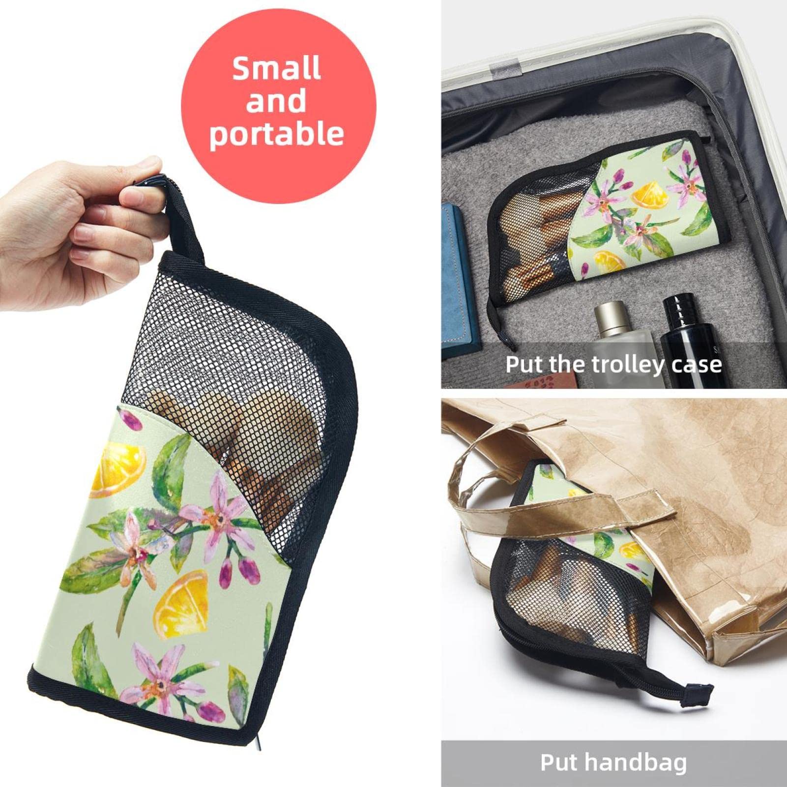 12-Piece Makeup Brush Organizer Bag with Watercolor Lemon Leaf Design - Portable Cosmetic Brush Holder Case for Travel, Home & Professional Makeup Artists