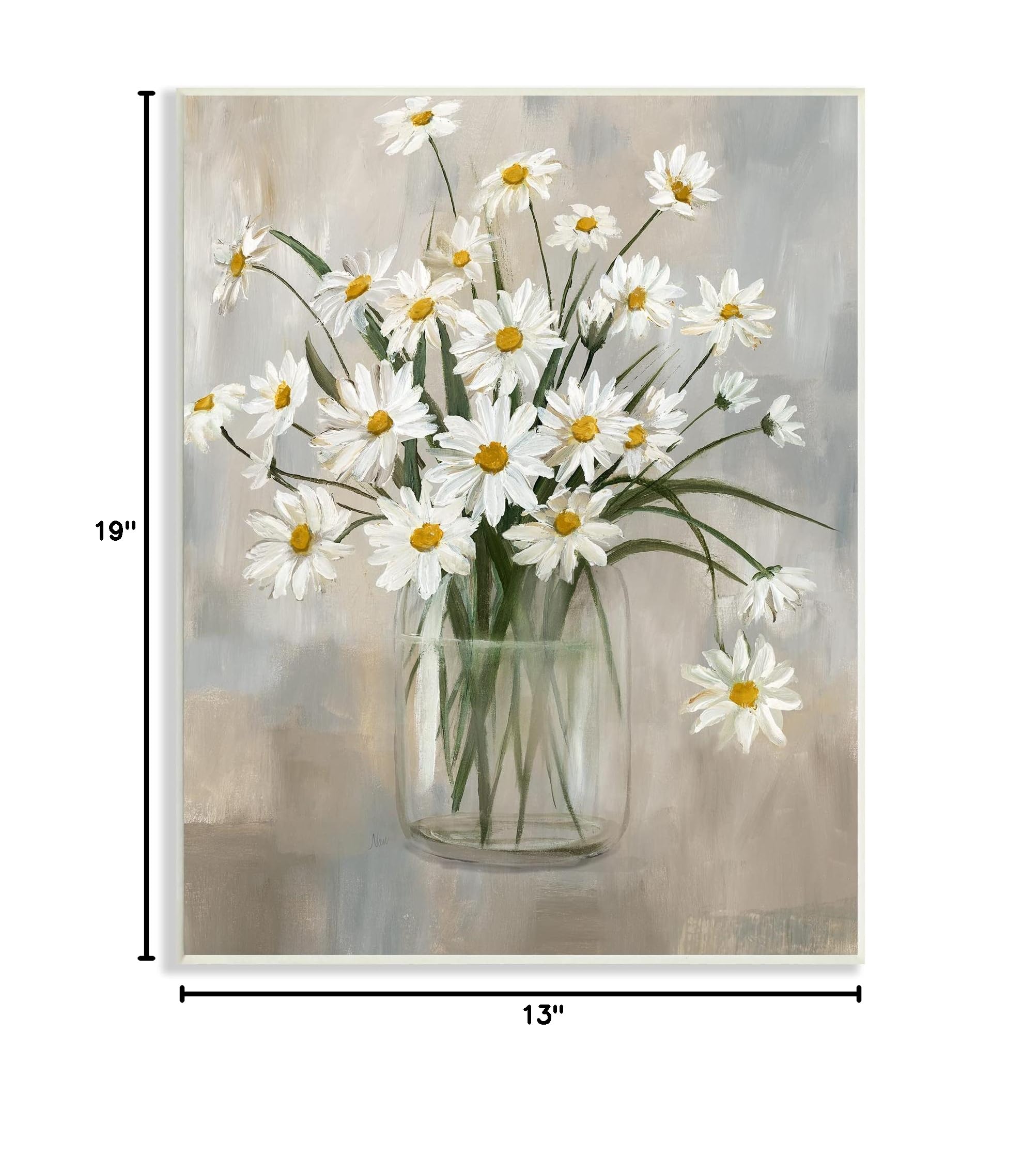 Stupell Industries Daisy Bloom Bouquet Abstract Floral Wall Art Plaque - Modern Home Decor for Living Room, Bedroom & Office