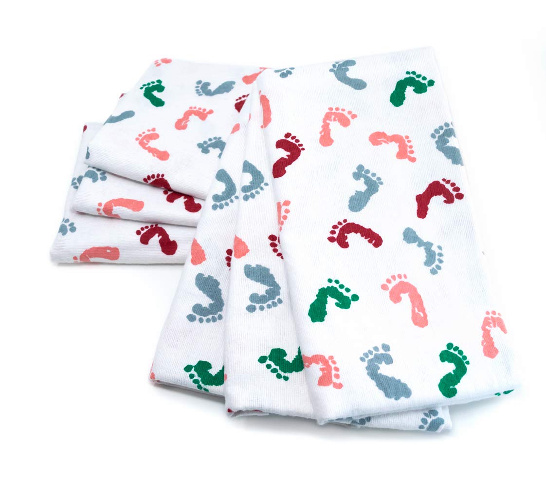 **6 Pack Premium Cotton Baby Swaddle Blankets for Newborns - Soft, Breathable & Durable Hospital-Grade Receiving Blankets for Boys & Girls - Perfect for Swaddling, Nursing & Sleep (Baby Feet, 6 Pack)**