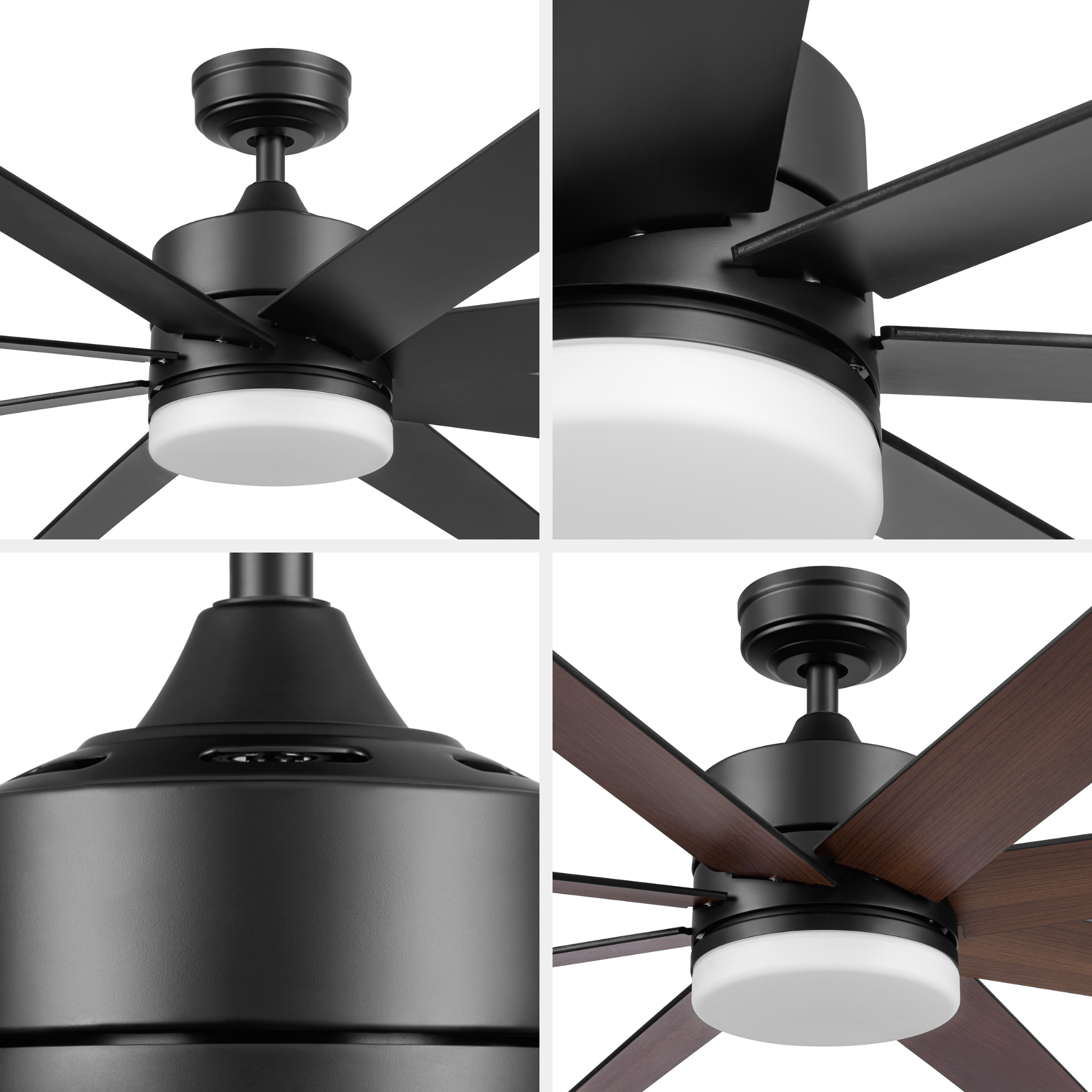 62 Inch Honeywell Kildee Matte Black Smart Ceiling Fan with Color Changing LED Light, Remote Control - Perfect for Living Room, Bedroom & Outdoor Patio