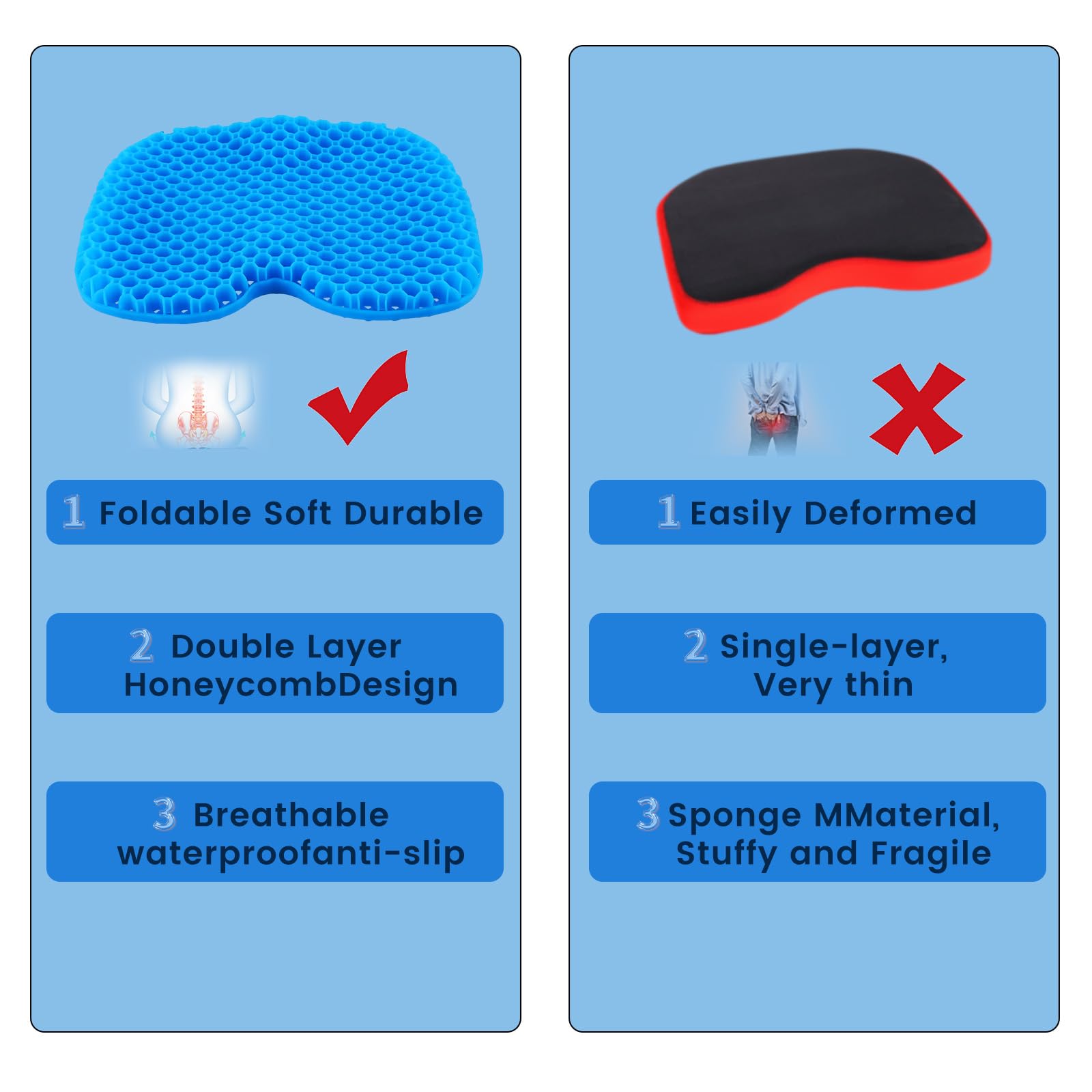 **Premium Anti-Slip Waterproof Kayak Seat Cushion – Thick Gel Boat & Kayak Seat Pad for Comfortable Rowing, Fishing, and Stadium Seating – Durable Kayak Accessories for Sit-In Kayak Chairs & Lifetime Use**    *(Perfect for Long Fishing Trips, Kayaking Adventures, and Outdoor Sports Comfort!)*