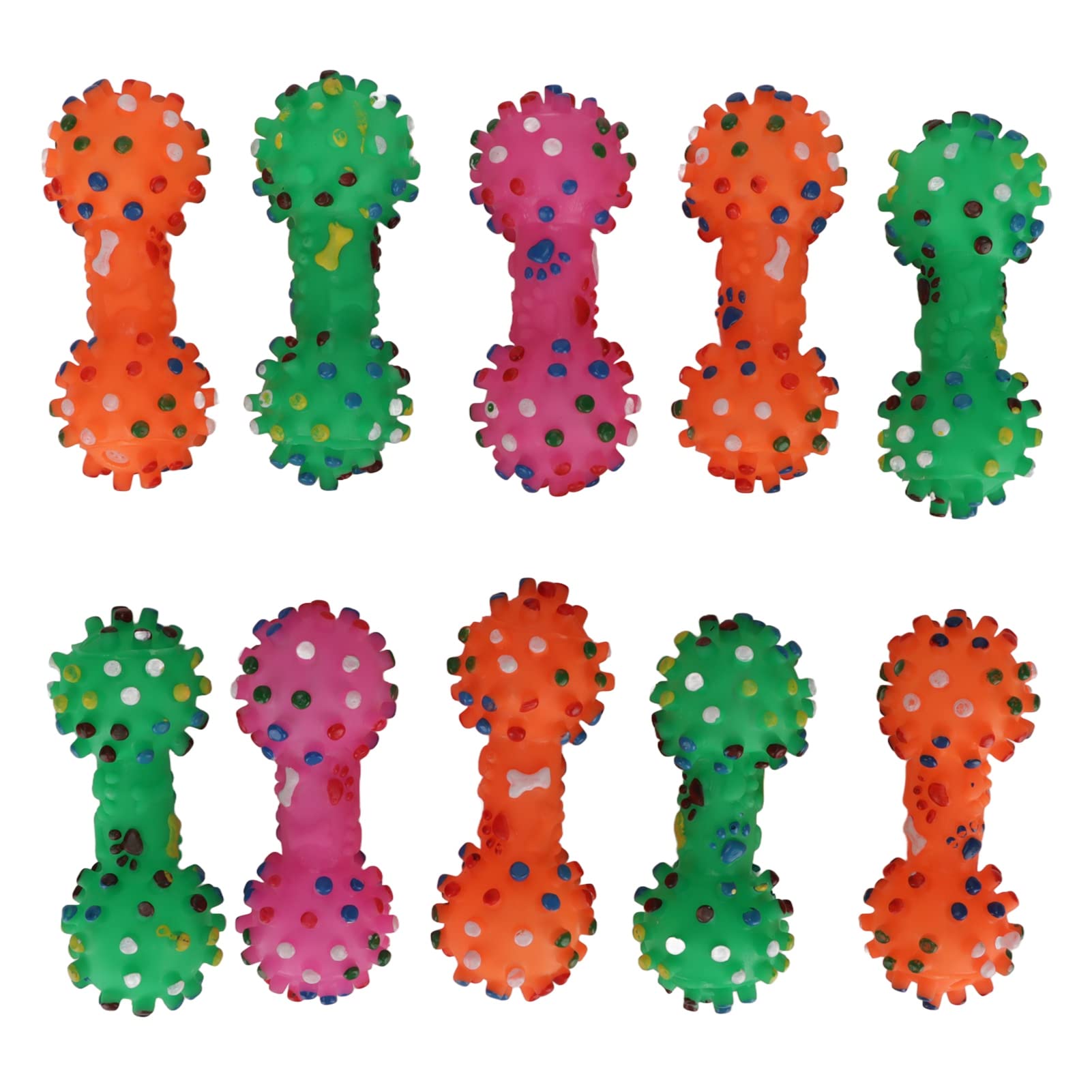Yunnyp 10-Pack Interactive Dog Chew Toys - Dumbbell-Shaped Squeaky Pet Toys for Teeth Cleaning & Anxiety Relief - Durable Puppy Chewing Toys for Small & Medium Dogs - Perfect for Playtime, Training & Dental Health