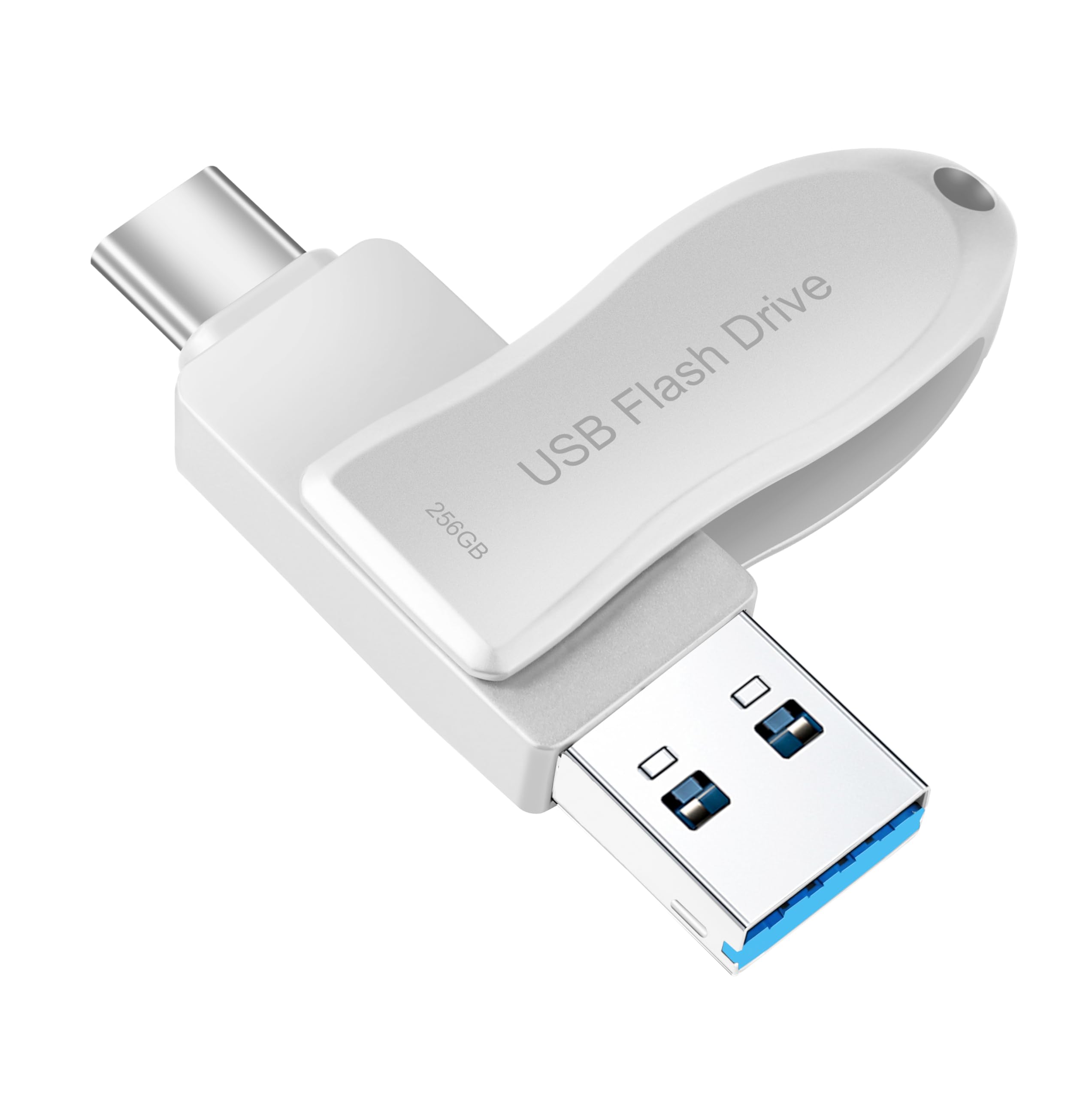 256GB USB C Flash Drive for Android, iPhone, iPad & Computer - High-Speed Photo Storage Thumb Drive - Silver (DEZOBYTE) - Perfect for Backing Up Photos, Videos & Files on Travel, Work & School