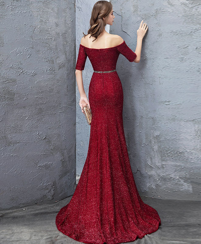 Elegant Burgundy Mermaid Long Prom Dress for Women - Formal Evening Gown for Homecoming, Wedding, and Special Occasions
