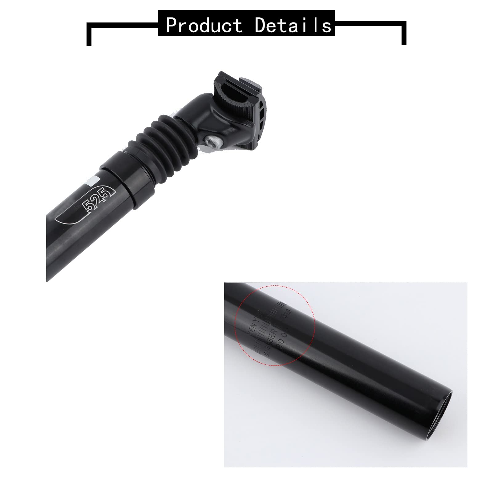 Premium Bike Seat Post - 350mm Length, 27.2mm/31.6mm Diameter - Lightweight Aluminum Alloy for Road & Mountain Bicycles - Durable Black Finish - Perfect for Commuting, Racing & Off-Road Cycling Adventures