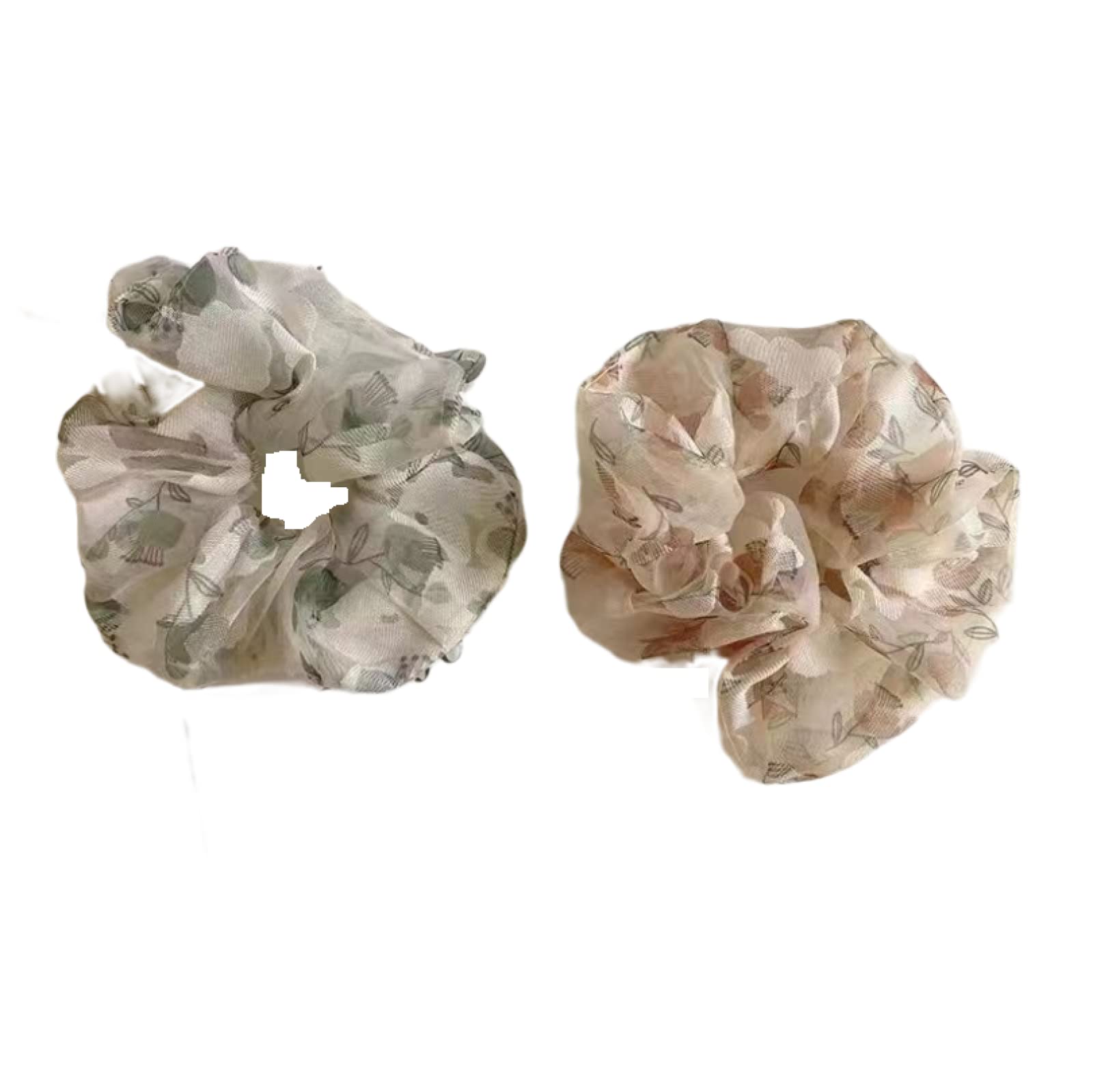 2PCS Floral Mesh Large Intestine Hair Bands - Stretchy Scrunchies for Women & Girls, Perfect for Ponytails, Buns & Everyday Hairstyles (Hair Accessories)