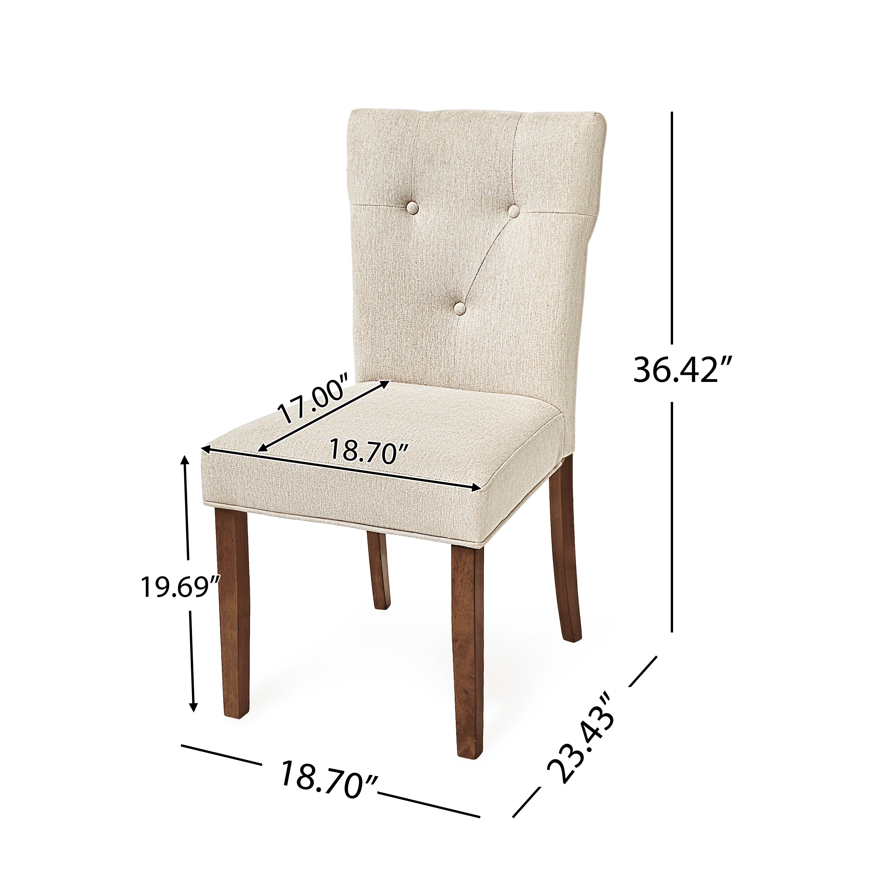 2 Pack Upholstered Dining Chairs Set - Modern Kitchen & Dining Room Chairs with Padded Seat & Backrest, Cream Fabric - Perfect for Breakfast Nook, Small Space Dining, and Home Decor