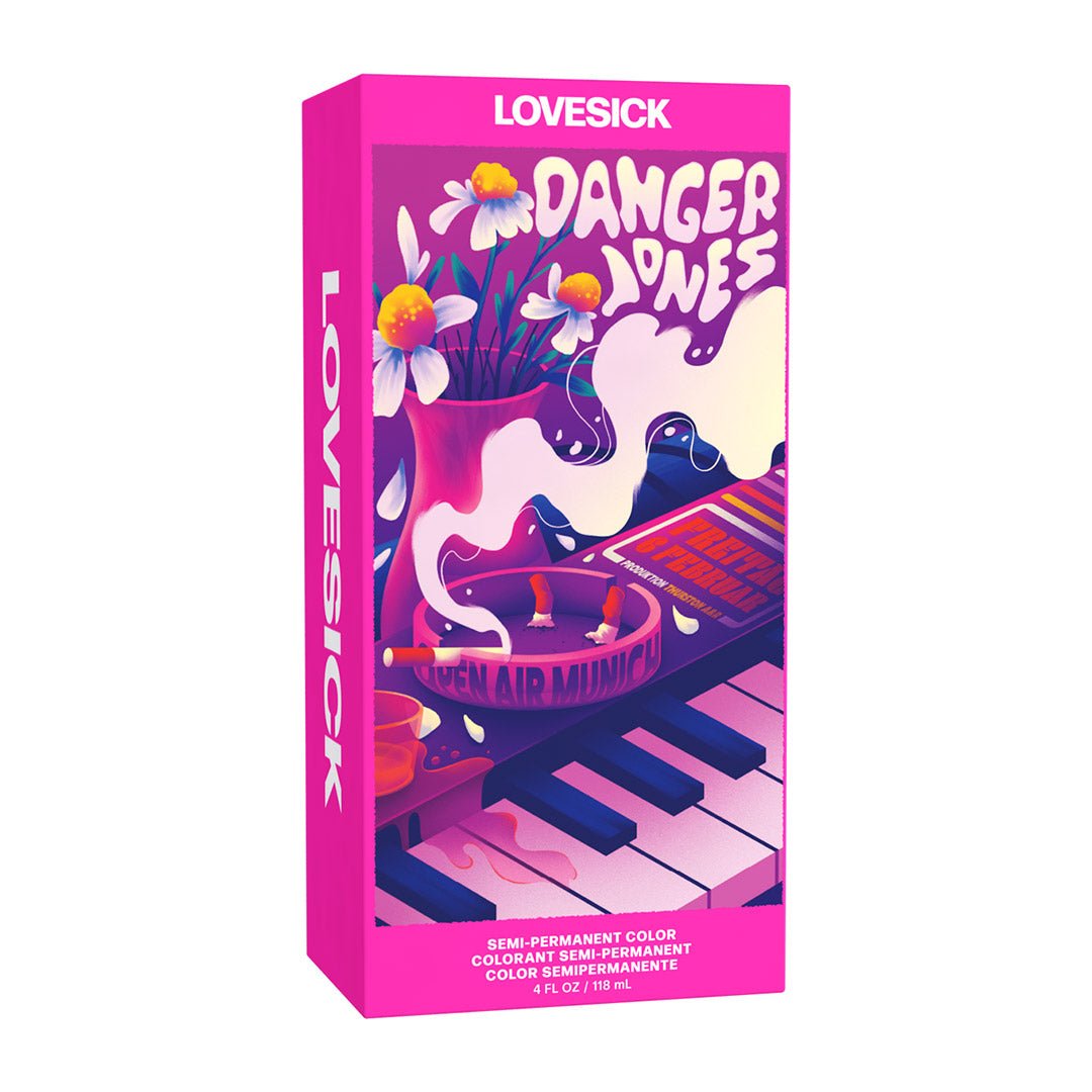 Danger Jones Semi-Permanent Hair Color - Lovesick Neon Pink 118ml | Vegan & Cruelty-Free for Vibrant DIY Hair Dye at Home or Salon