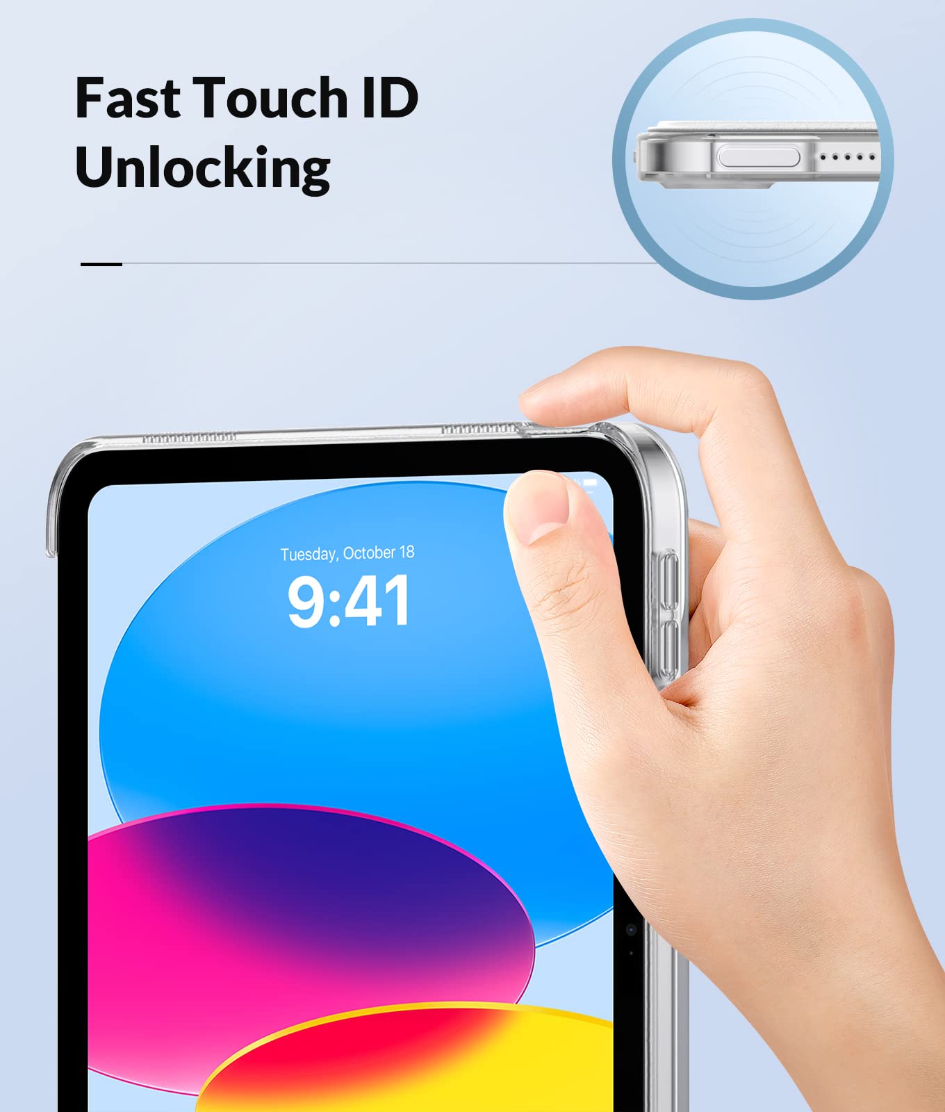 MoKo iPad 11th Gen (2025) & 10th Gen (2022) Case - Slim Protective Cover with Translucent Frosted Back, Auto Wake/Sleep, Touch ID Support - Perfect for Work, School & Travel (White)