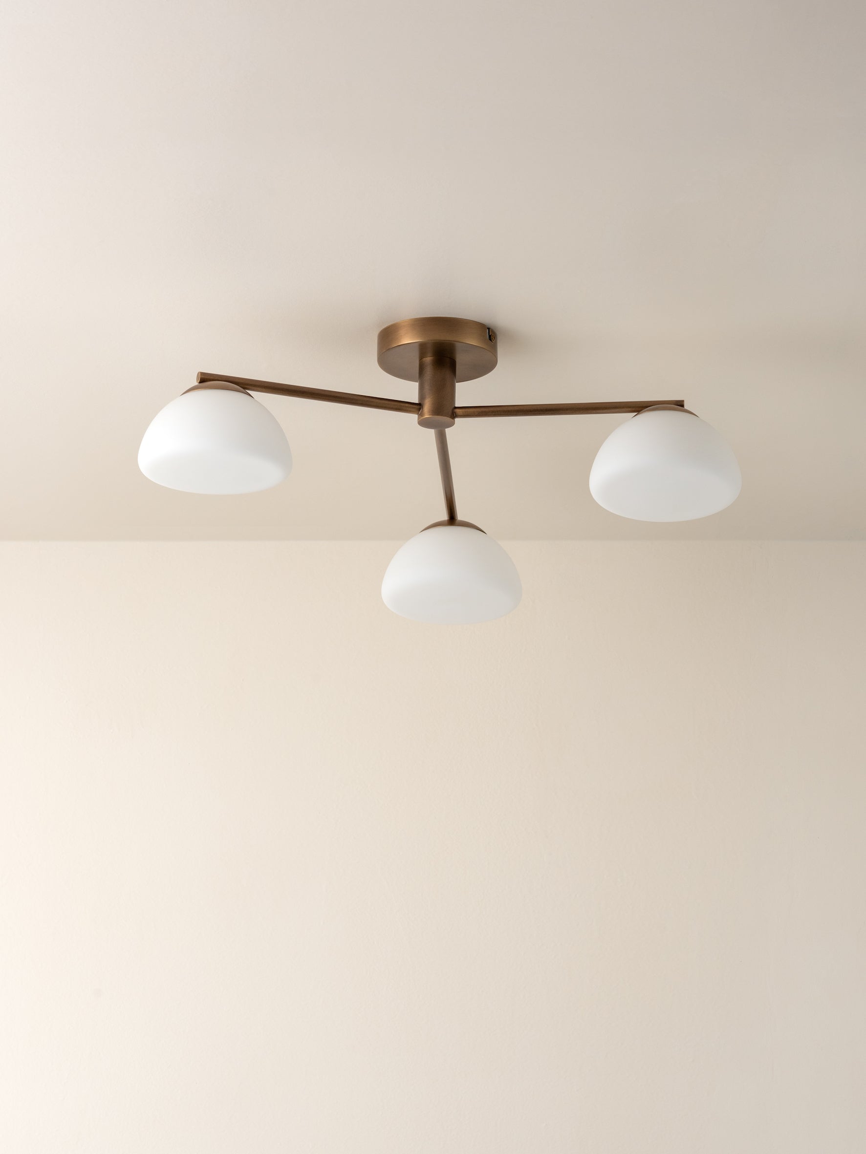 Silio 3-Light Flush Mount Ceiling Light - Aged Brass Finish with Opal Glass - Perfect for Bedroom, Living Room & Hallway Lighting