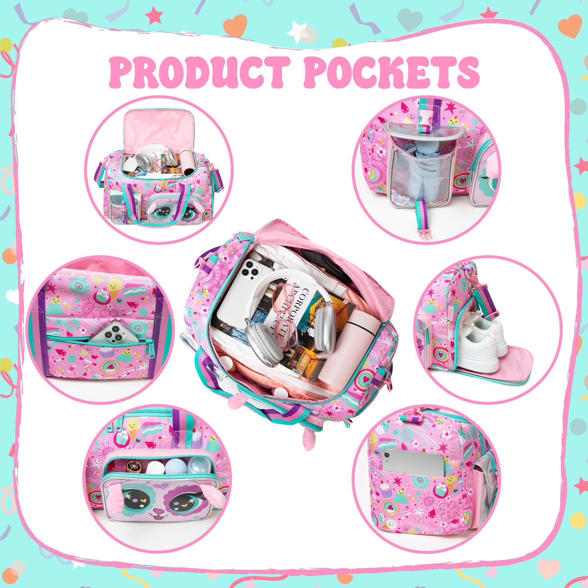 **Kids Duffle Bag for Girls - Travel, Dance, Gym & Overnight Weekender Bag with Shoe Compartment | Perfect for School, Sports & Weekend Getaways**