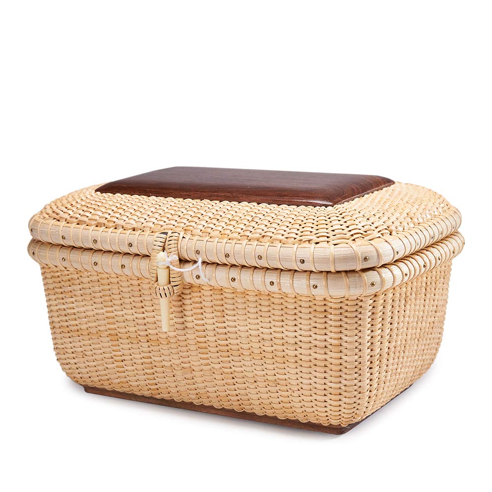 Handwoven Rattan Storage Basket Set with Lid - Nantucket Rectangular Baskets for Shelves, Home Organization & Decor | Perfect for Bedroom, Bathroom & Living Room Storage
