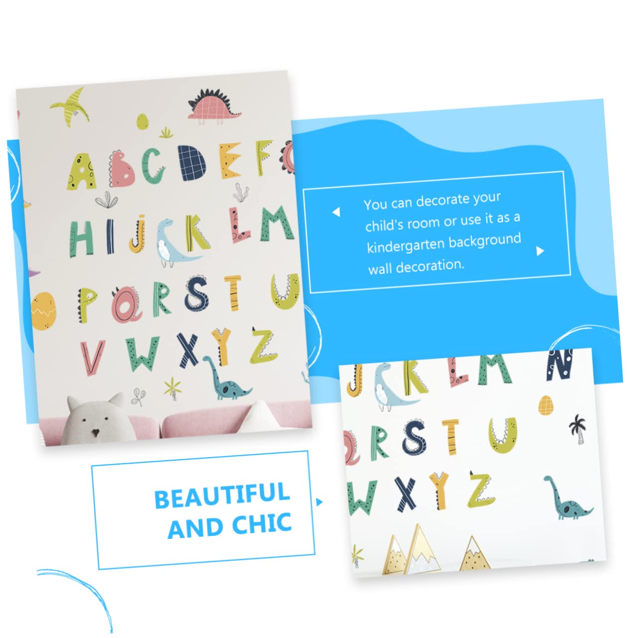 Wakauto 4 Sheets Alphabet Letter Stickers - Animal Themed Wall Decals for Kids Room, Nursery & Classroom Decor - Durable PVC Children's Wall Stickers for Learning & Play