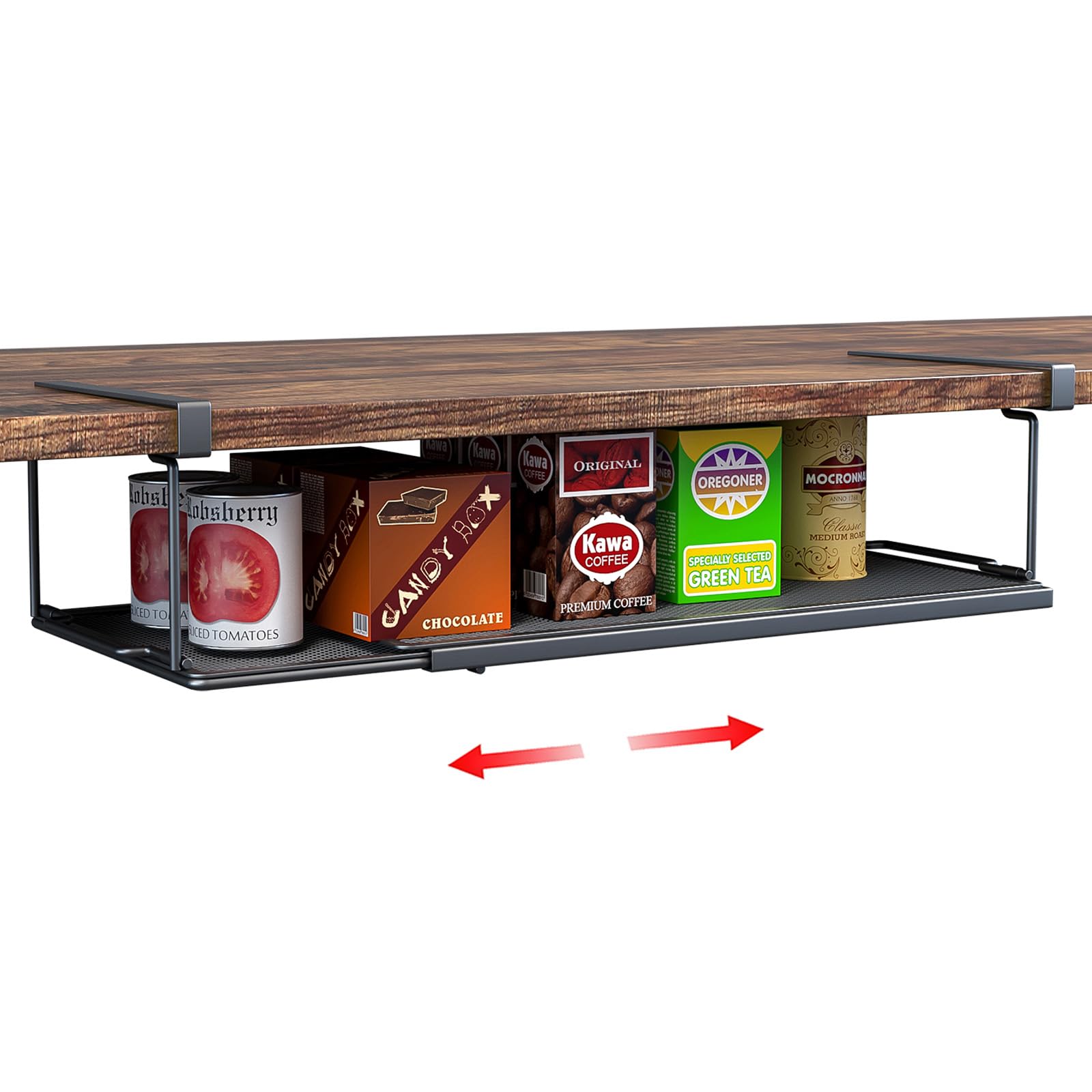 Expandable Under Cabinet Shelf Organizer - Adjustable Storage Rack for Pantry, Kitchen, Laundry Room & Closet - Black Space-Saving Shelf with 0.94