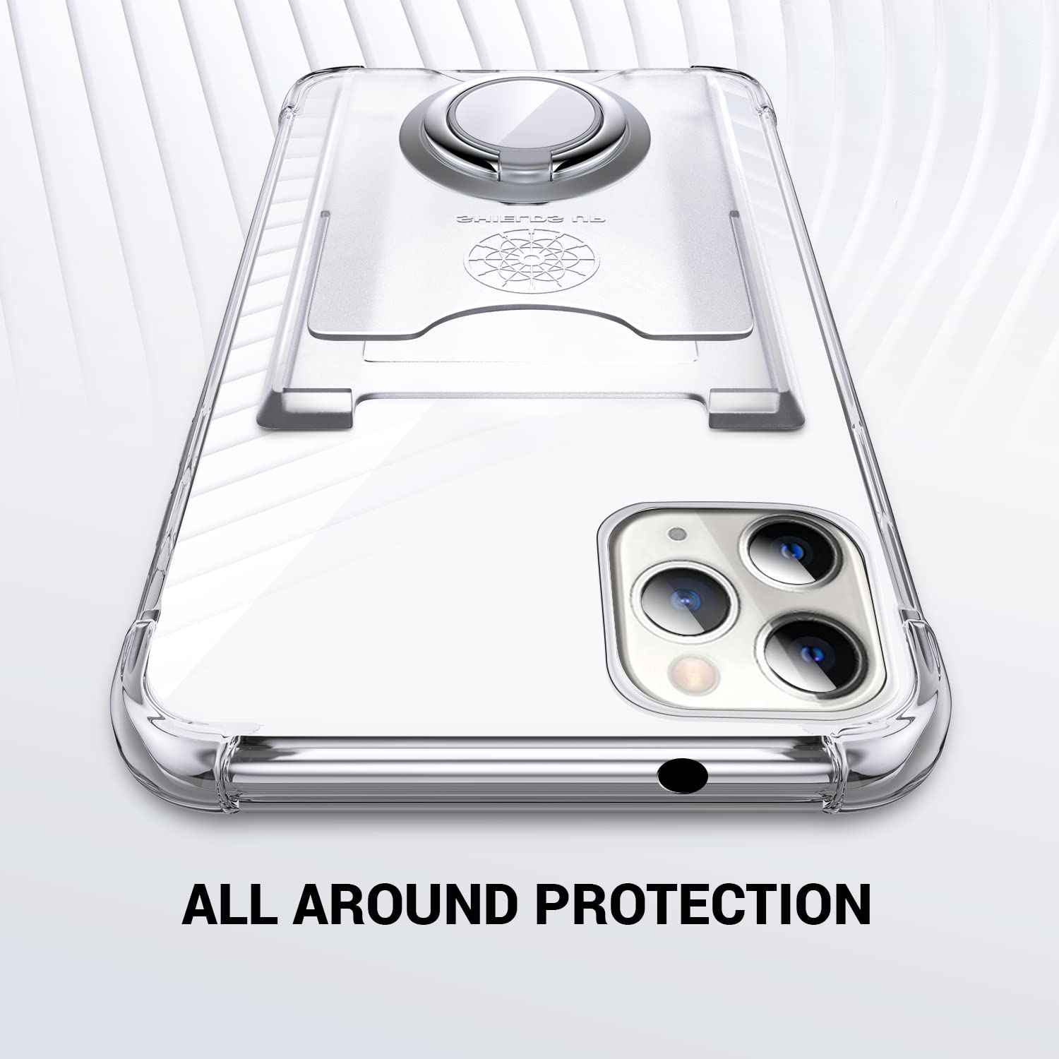 SHIELDS UP iPhone 11 Pro Max Case (6.5 inch) - Slim Transparent TPU Wallet Case with Ring Kickstand & Card Holder | Shockproof Bumper Cover | Perfect for Everyday Use, Travel & Hands-Free Viewing