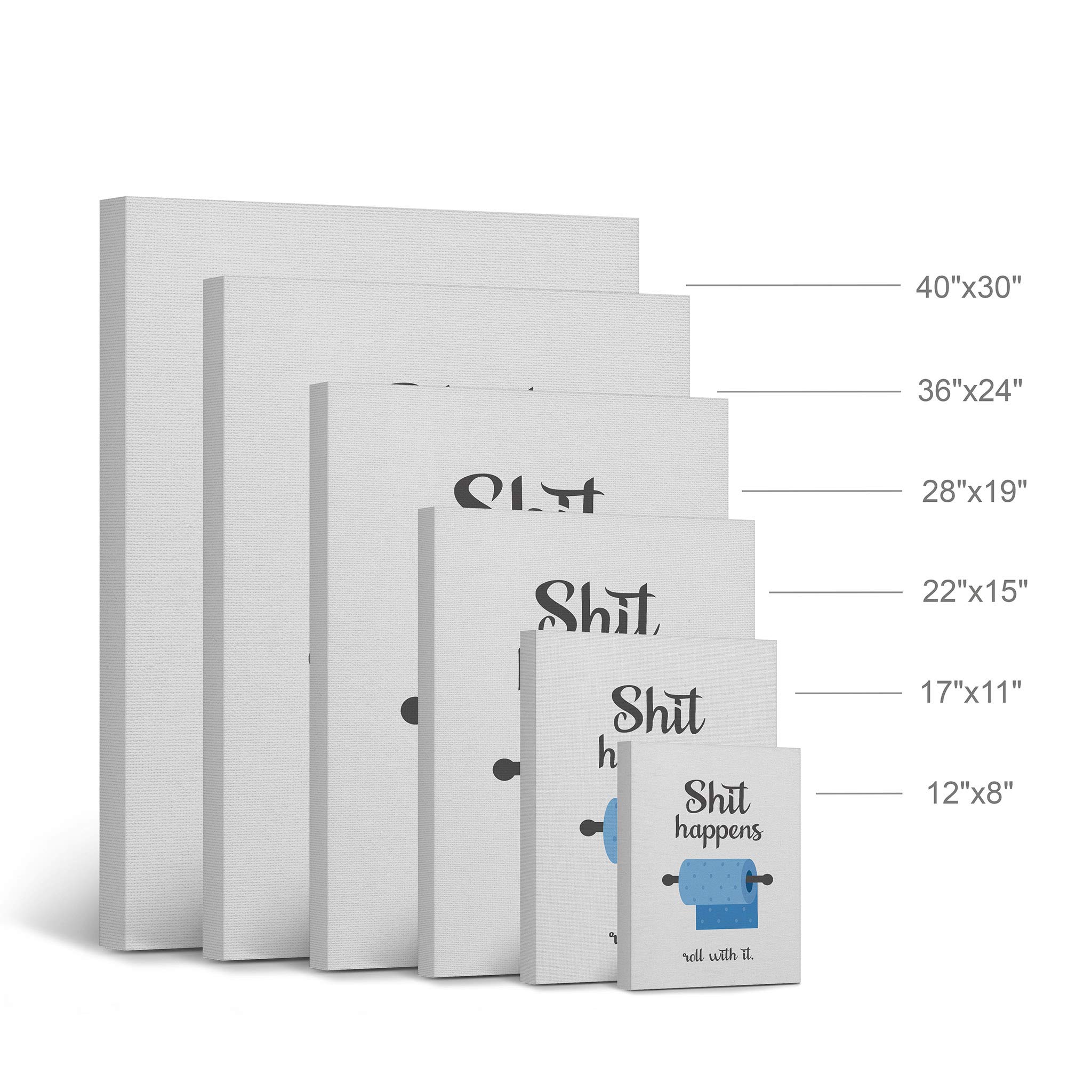 Funny Bathroom Wall Art - 'Shit Happens Roll With It' Canvas Print | Ready to Hang Home Decor | Made in USA (28x19) | Perfect for Toilet Humor & Bathroom Decorations