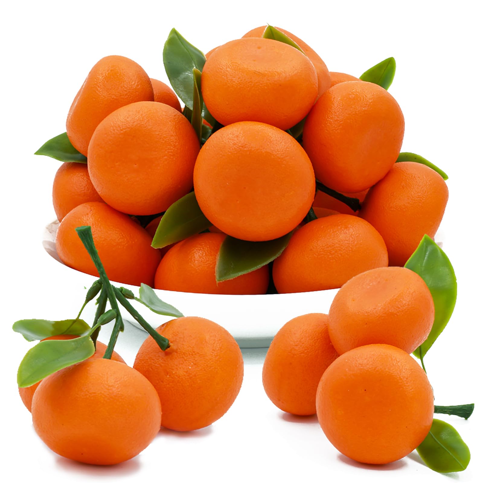 Mini Artificial Orange Clusters - 15Pcs Fake Plastic Orange Fruits for Wedding, Home, Party & Kitchen Decor - Realistic Citrus Simulation Props for Table Centerpieces, DIY Crafts, and Holiday Displays