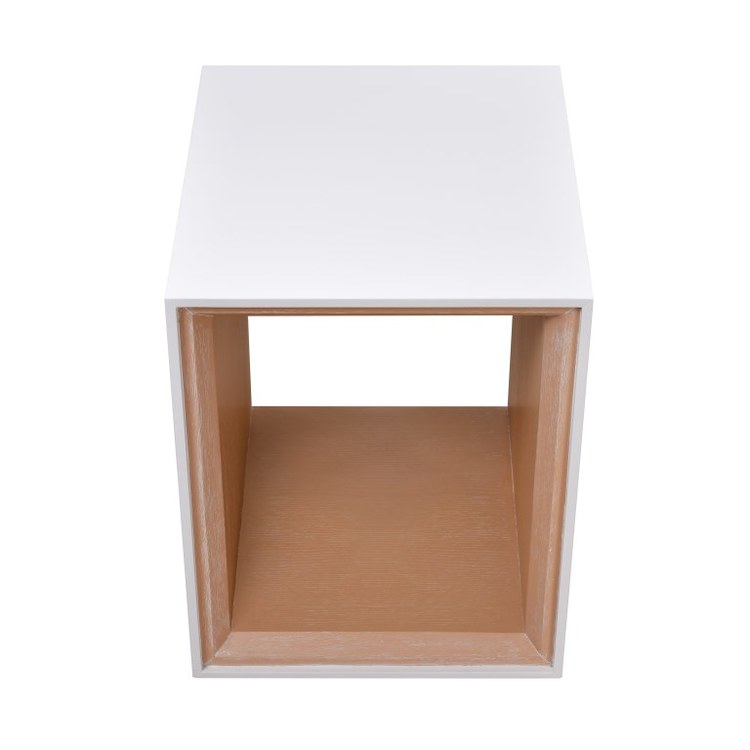 Evans 20 x 25 Inch Accent Table in White & Light Oak - Perfect for Living Room, Bedroom, or Entryway Decor