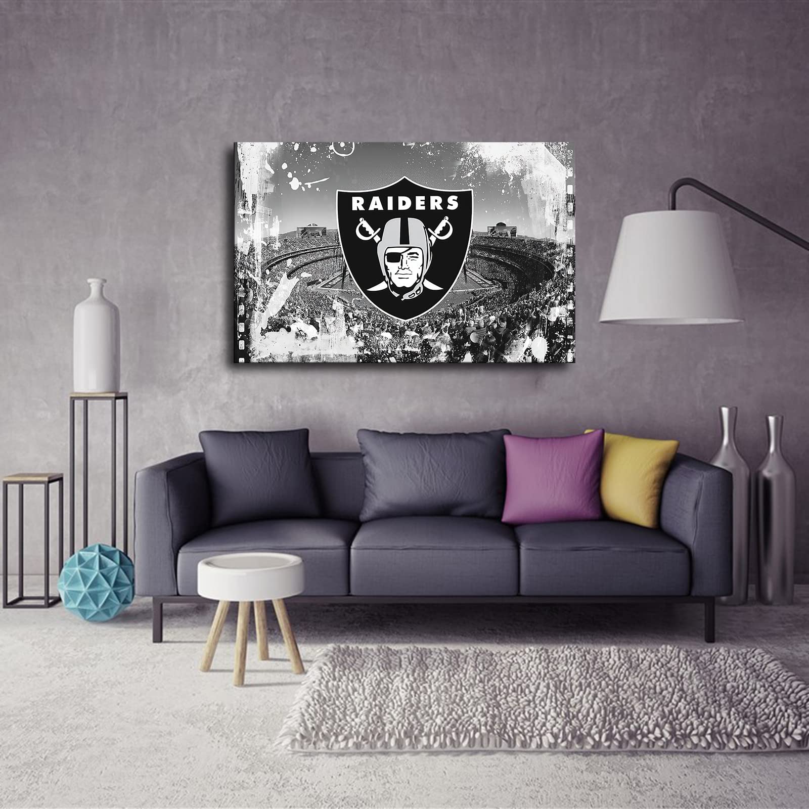 Las Vegas Raiders Football Poster - American NFL Sports Canvas Wall Art - Unframed 20x30 Inch Home Decor for Living Room, Bedroom, Man Cave - Perfect for Football Fans & Sports Themed Room Decorations