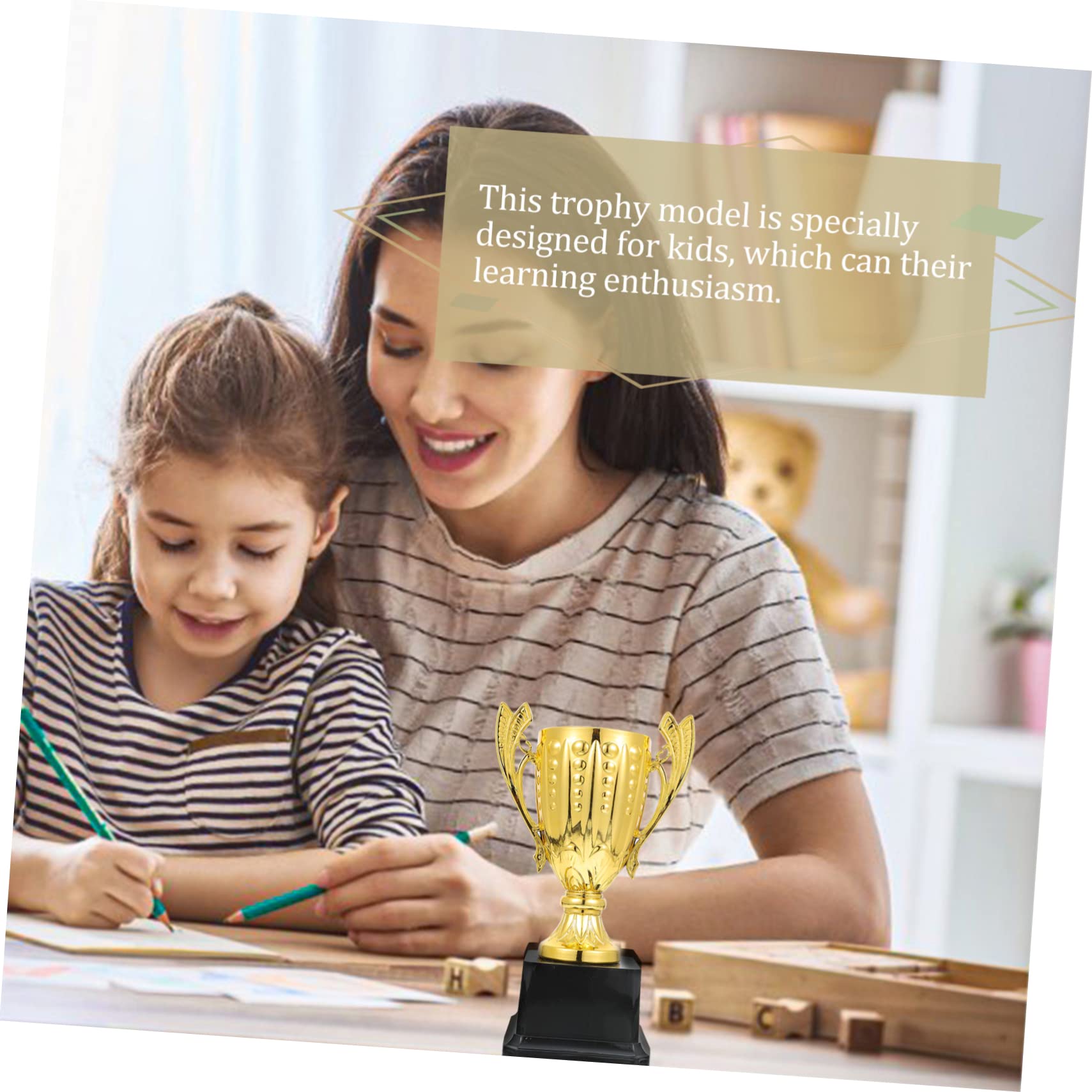 WOONEKY 1pc Golden Plastic Trophy Cup - Competition Award, Winning Prize for Sports, Academic Achievements & Corporate Events - Perfect for School Awards, Office Recognition & Tournament Ceremonies