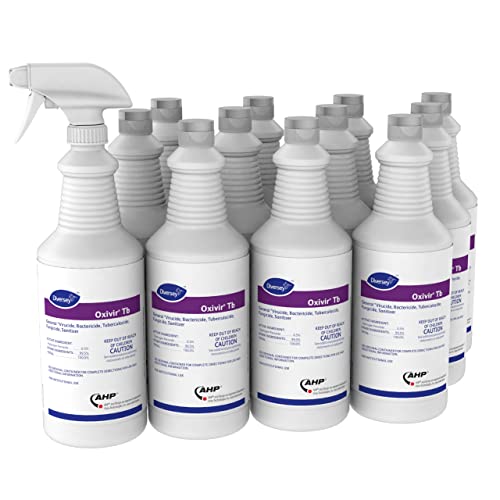 Oxivir TB Ready-To-Use Disinfectant Cleaner (32oz, Pack of 12 Bottles + Spray Trigger) - Hospital-Grade EPA Registered for Healthcare, Schools & Commercial Use
