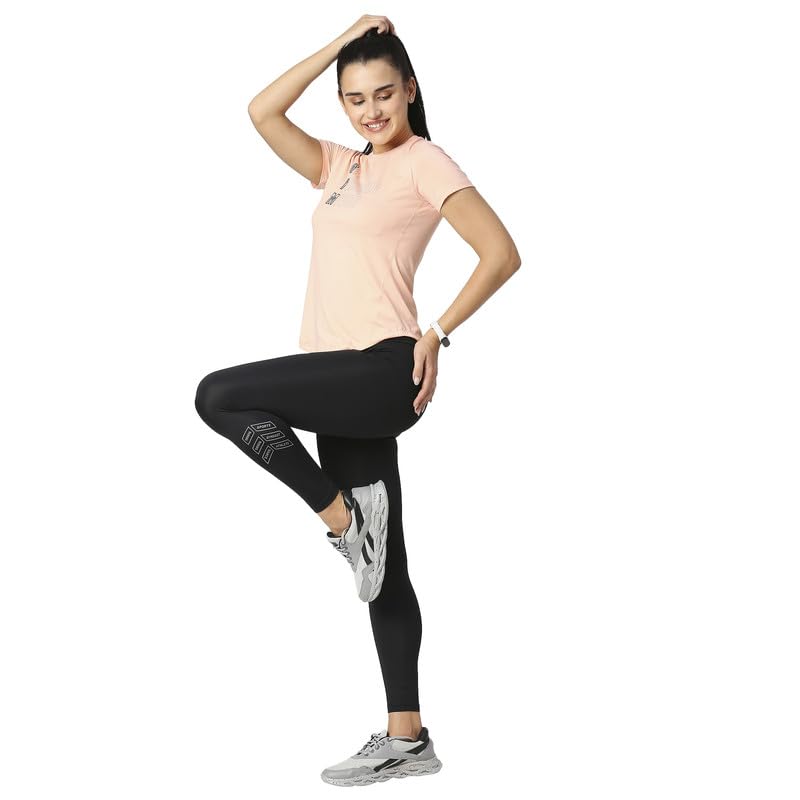 LAASA Women's Curved Hem Gym T-Shirt - Soft Breathable Workout Top for Yoga, Running & Fitness - Trendy Printed Athletic Tee for Active Lifestyles