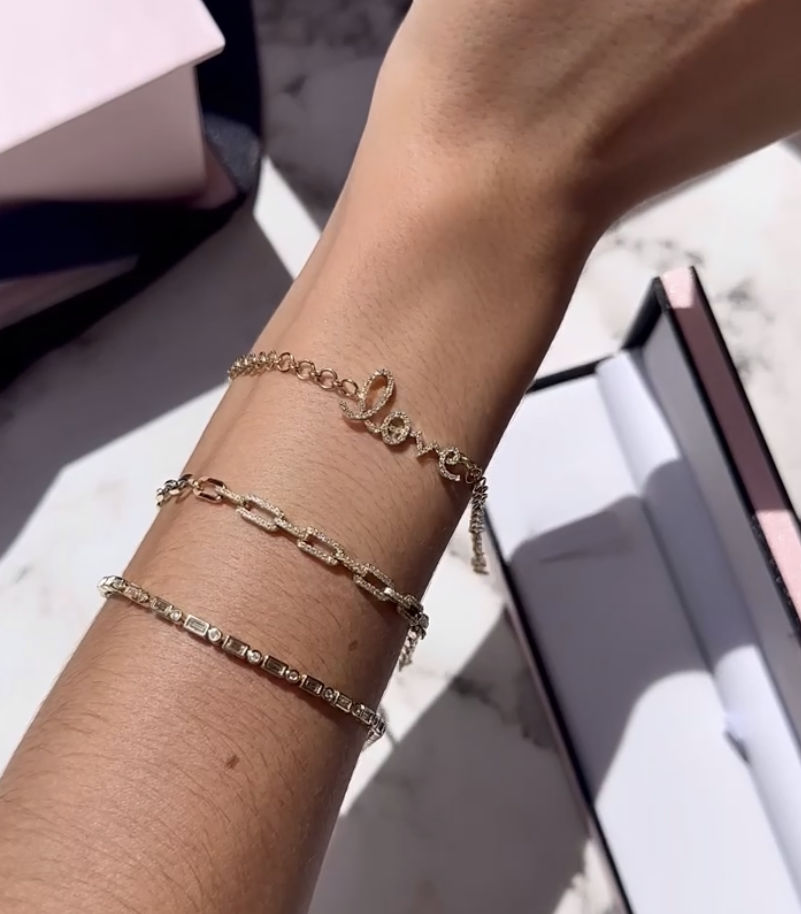 Elegant Love Diamond & Chain Bracelet for Women - Perfect for Valentine's Day, Anniversary & Romantic Gifts
