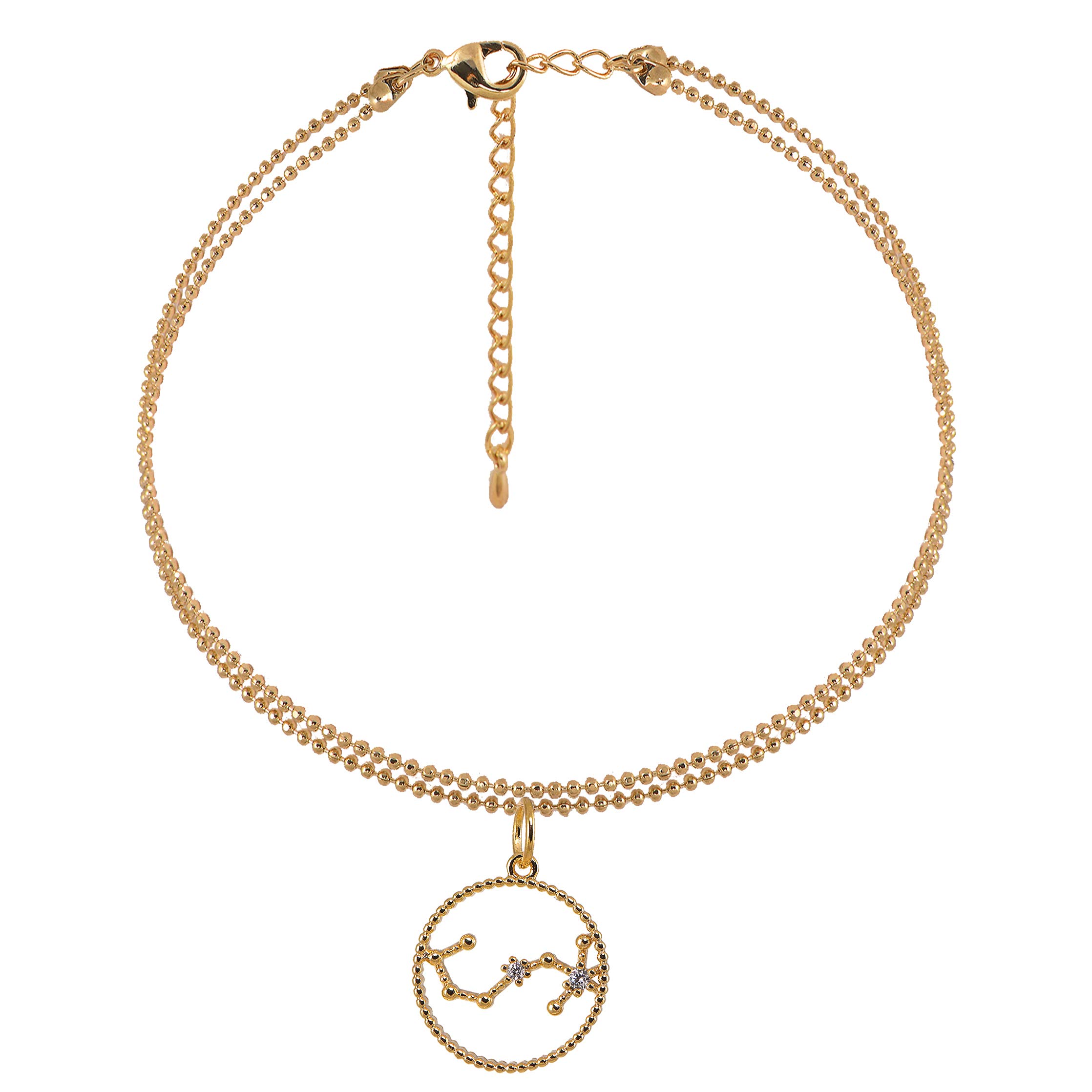 Spinningdaisy Zodiac Constellation Double Line Anklet Bracelet - Adjustable Ankle Chain for Women, Perfect for Beach, Festival & Boho Fashion Accessories