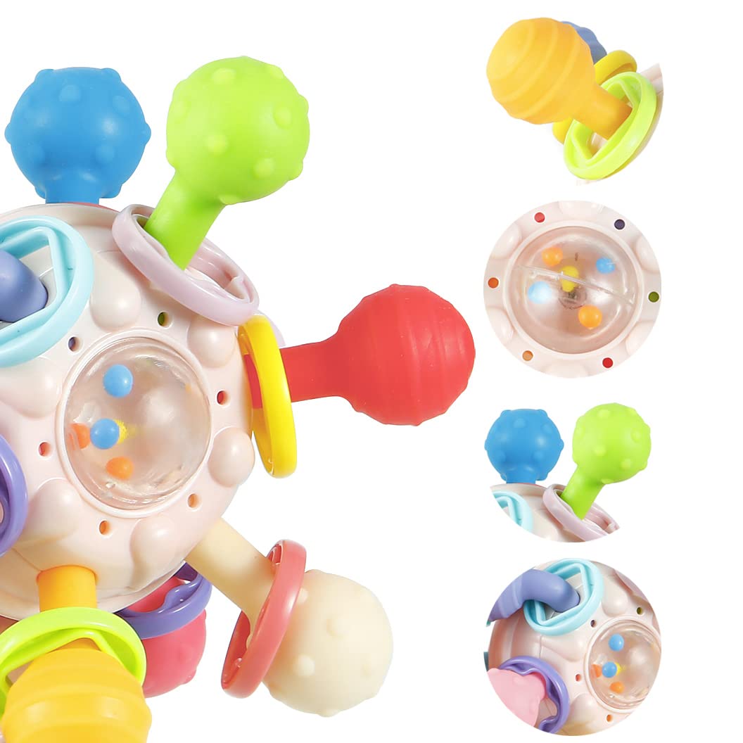 PandaEar Baby Sensory Toys for 0-12 Months - Soft Silicone Teething & Grasping Toy with Rattle, BPA-Free Infant Developmental Chew Ball | Perfect Baby Shower Gift & Soothing Teether for Newborns to Toddlers