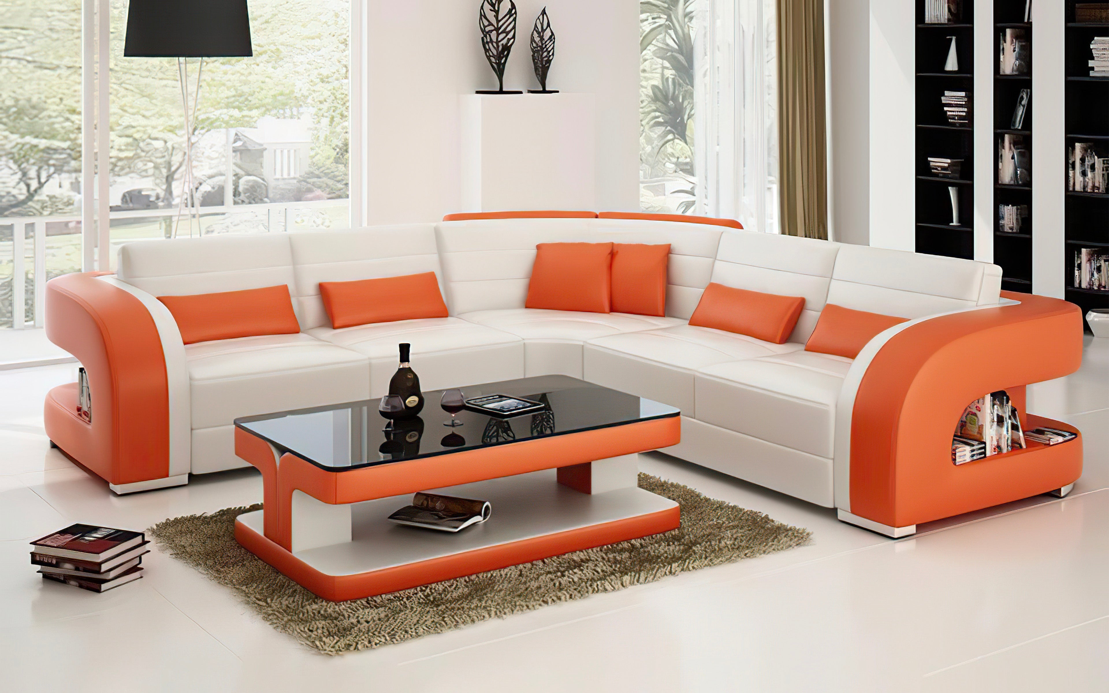 Hennessey Modern Leather Sectional Sofa - Luxurious Genuine Leather Couch for Living Room, Home Theater & Lounge - Comfortable L-Shaped Sectional with Premium Cushions