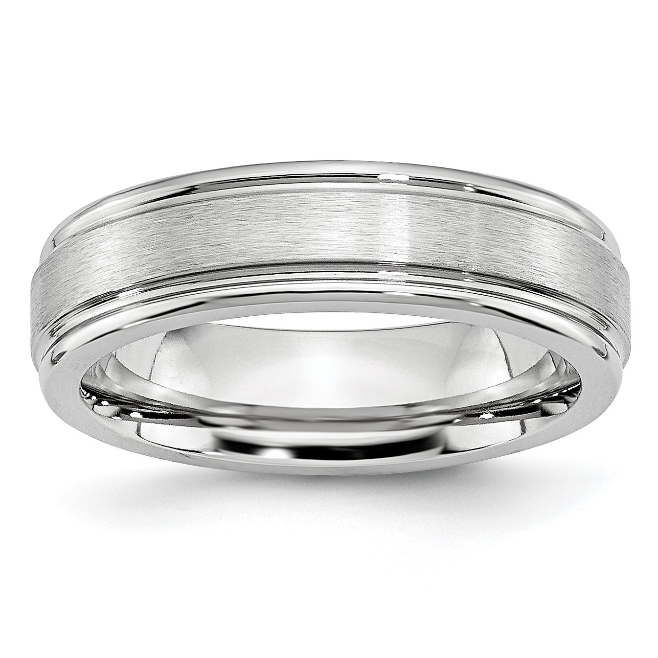 Men's Cobalt Blue Satin & Polished 6mm Wedding Band Ring with Ridged Edge - Perfect for Engagement, Anniversary & Special Occasion Gifts