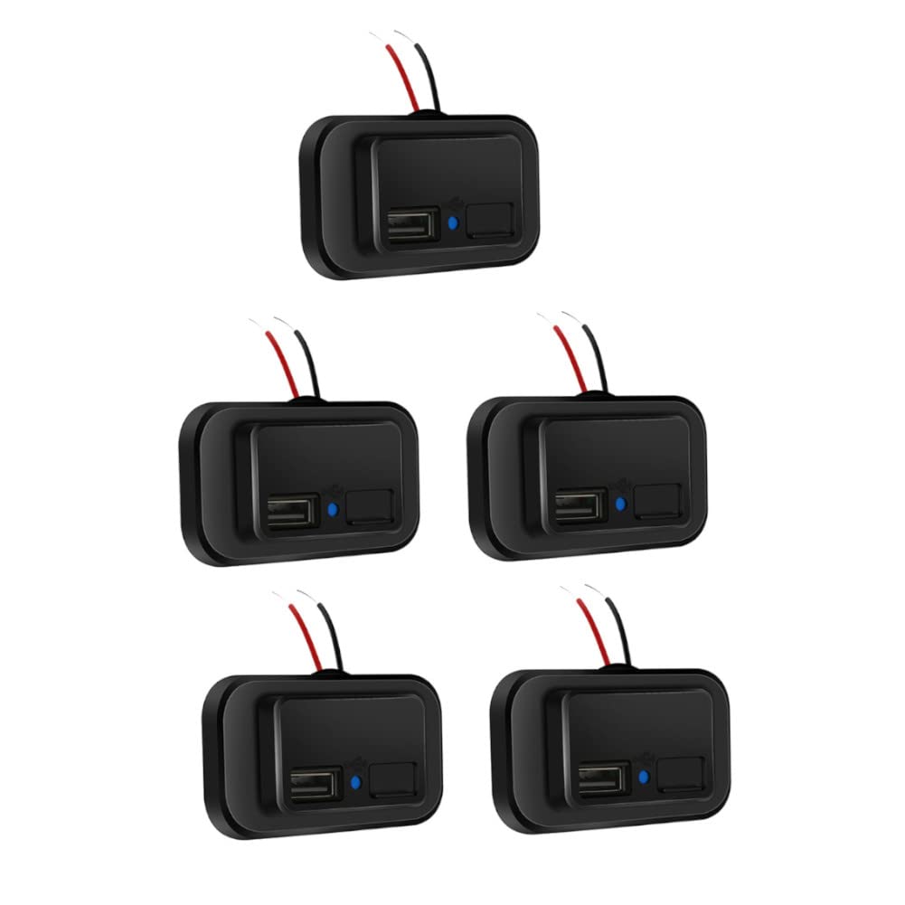 12V/24V Dual USB Fast Car Charger - 5 Pack ABS LED Power Outlet for Cars, Boats, Marine & RVs - Quick Charging Port for Road Trips & Camping Adventures