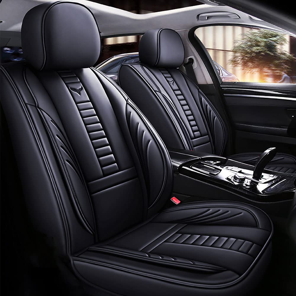 Premium 3D Front Seat Covers for Chrysler 300 (2015-2025) - Split Bench Design with Side Airbag Compatibility in Black & Black Line | Perfect for Daily Commuting & Road Trips